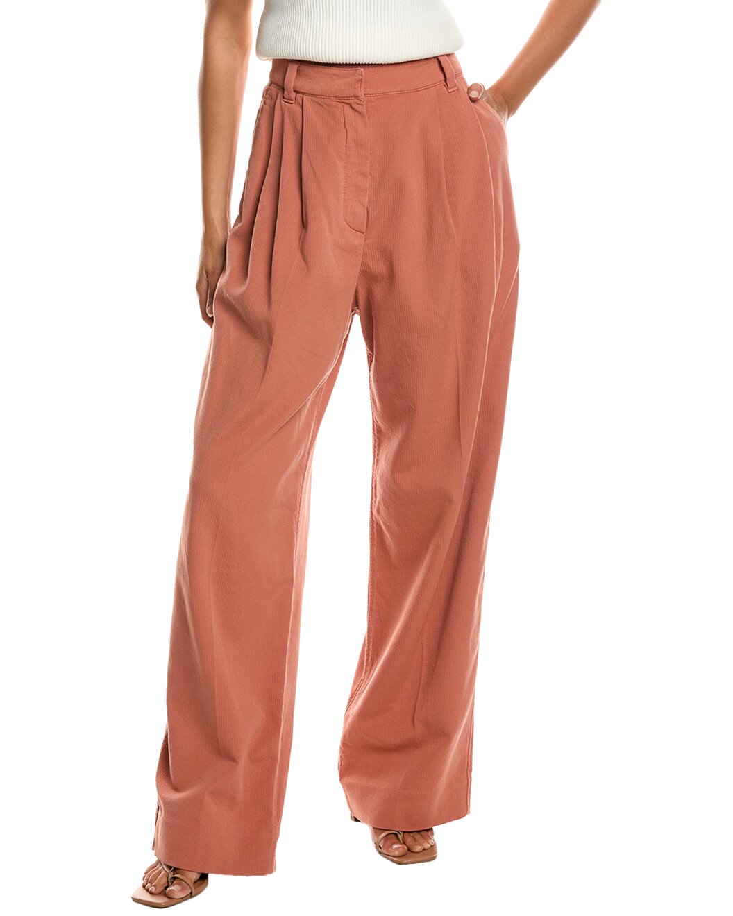 BRUNELLO CUCINELLI WOMEN'S RUST WIDE LEG TROUSERS