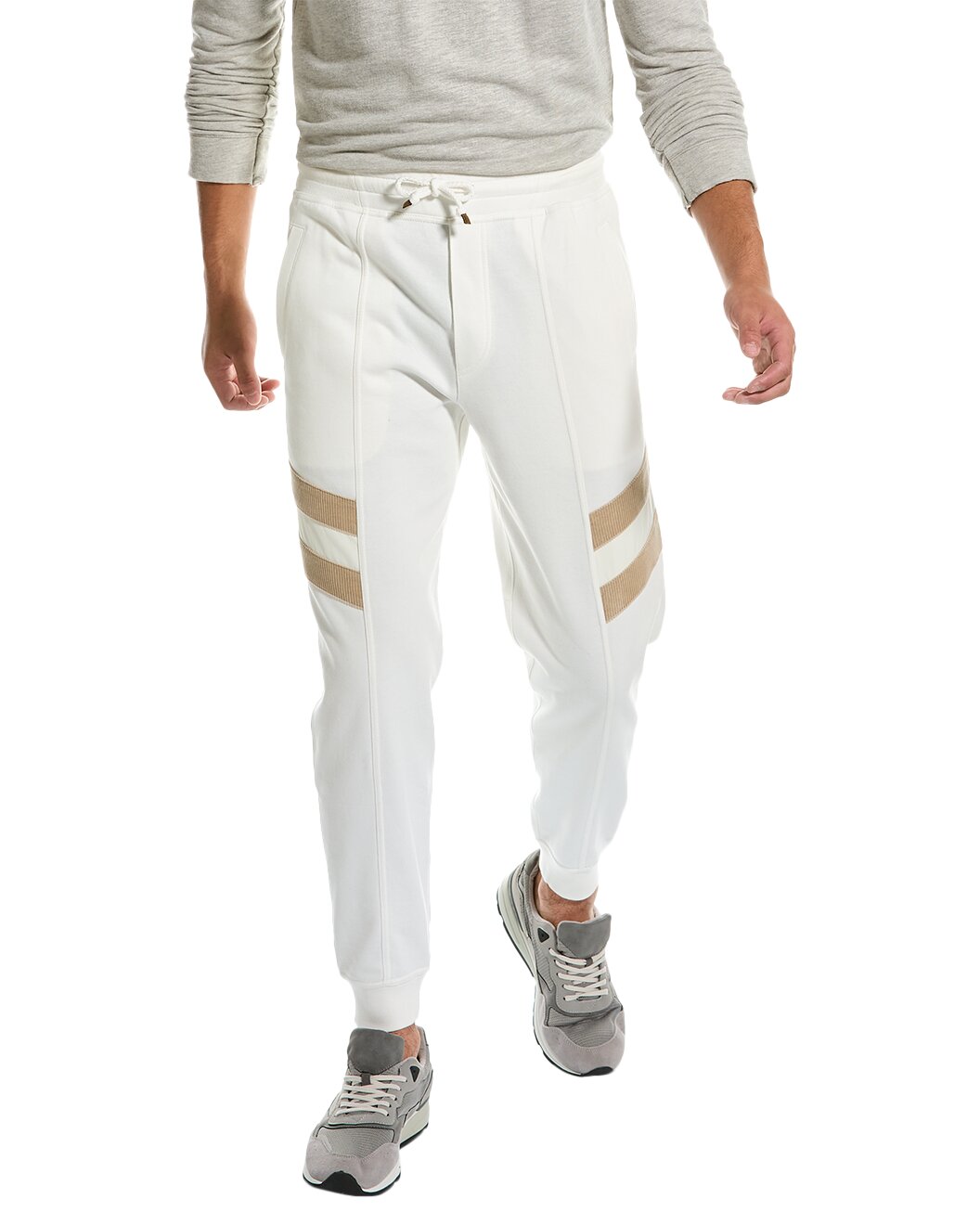 BRUNELLO CUCINELLI MEN'S BRUSHED COTTON ATHLETHIC FASHION GYM SWEATPANTS