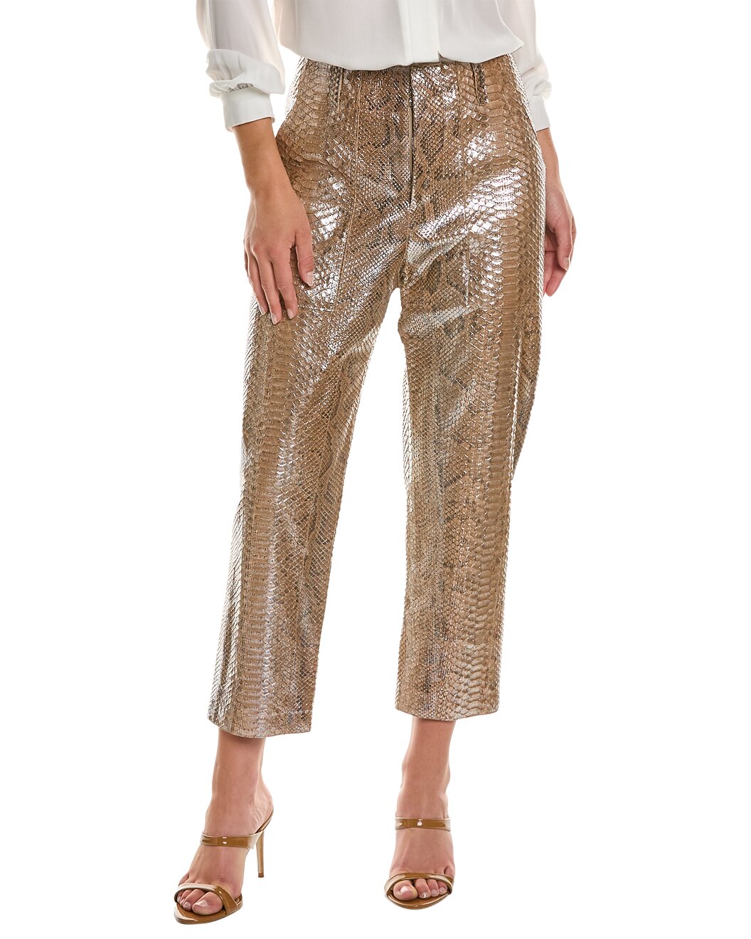 BRUNELLO CUCINELLI WOMEN'S 100% GENUINE LEATHER PANTS/TROUSERS