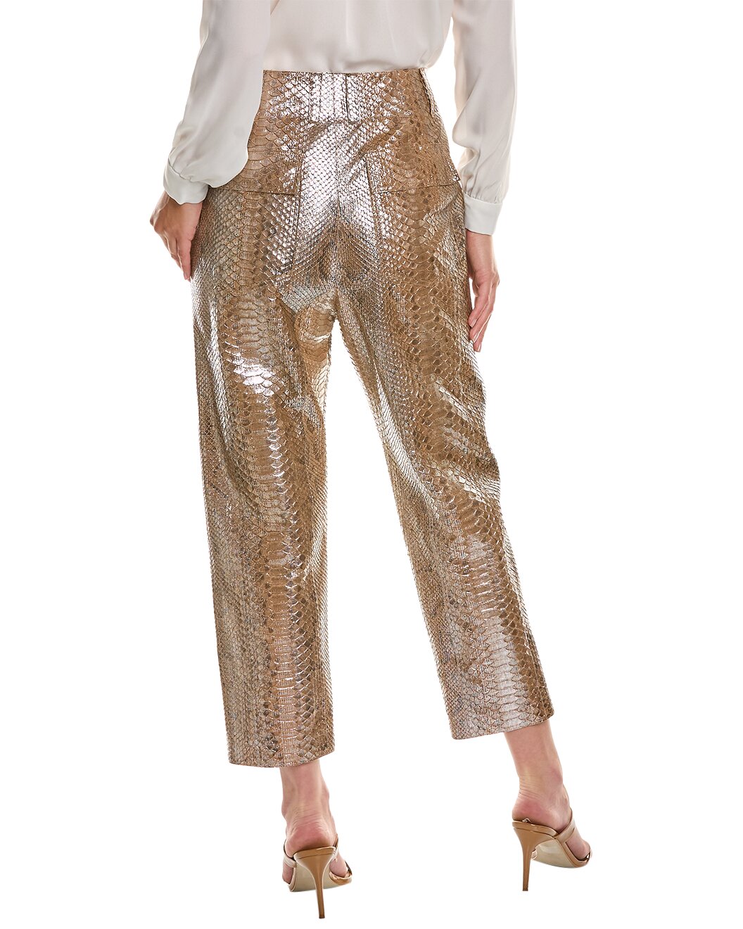 BRUNELLO CUCINELLI WOMEN'S 100% GENUINE LEATHER PANTS/TROUSERS