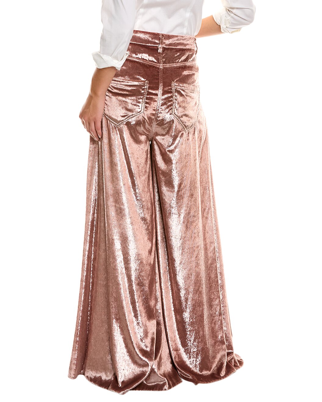 BRUNELLO CUCINELLI WOMEN'S PINK VELVET WIDE LEG TROUSERS