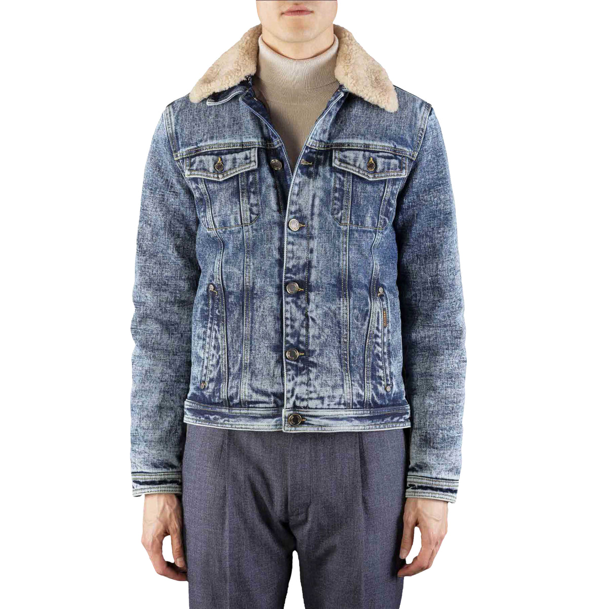 MOORER MEN'S LIGHT BLUE DENIM JACKET