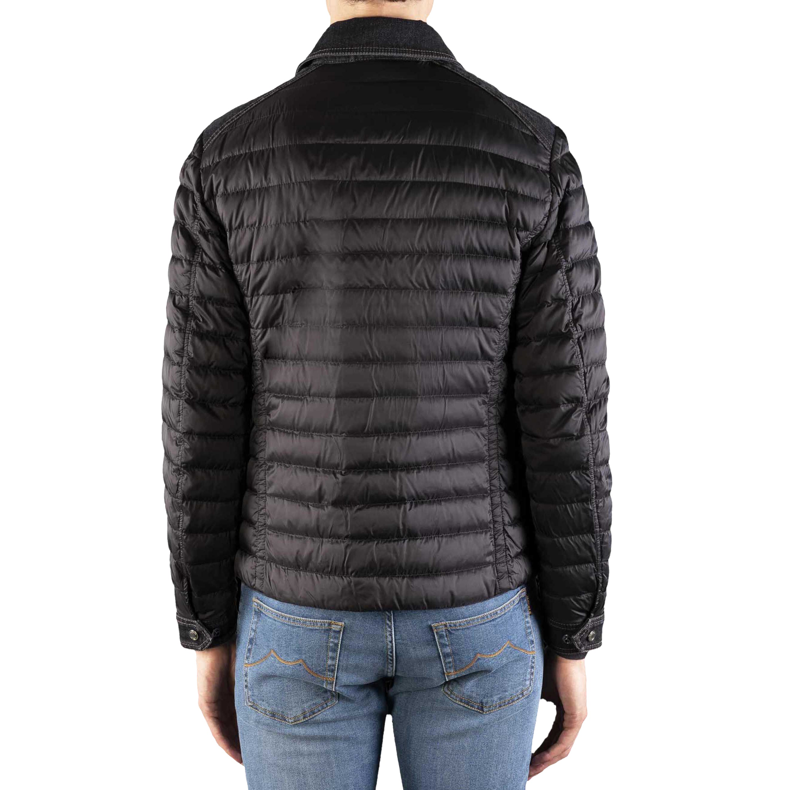 MOORER MEN'S BLACK MIXED FABRIC JACKET