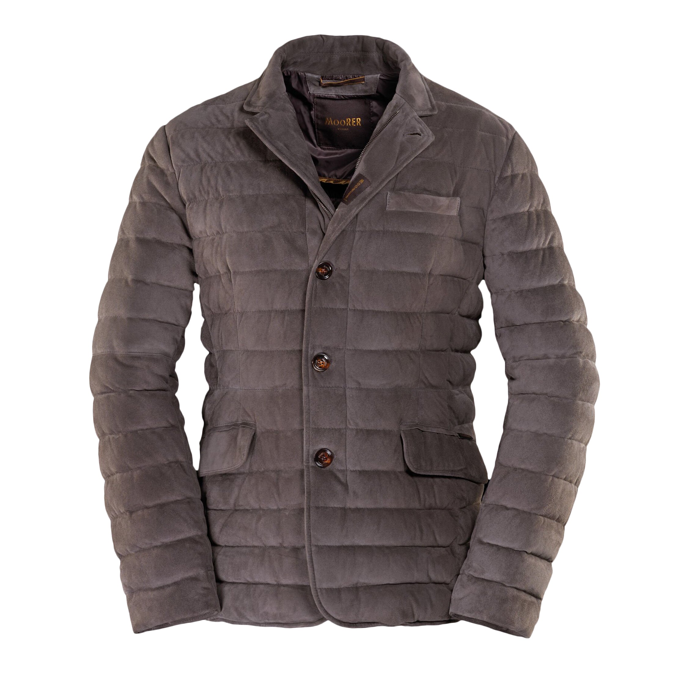 MOORER MEN'S SMOKE QUILTED BUTTON-UP JACKET