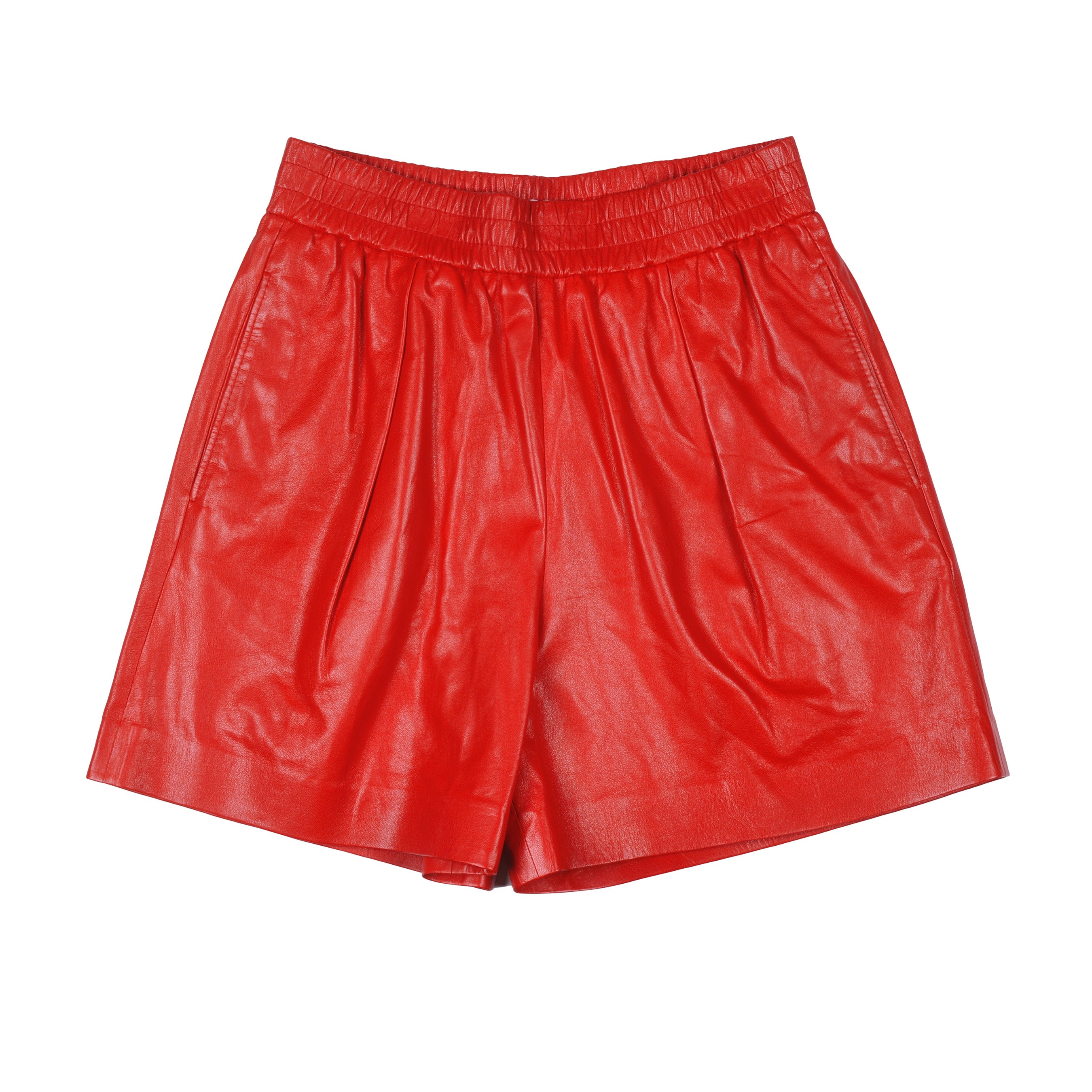 BRUNELLO CUCINELLI WOMEN'S 100% LEATHER CASUAL FASHION RED SHORTS