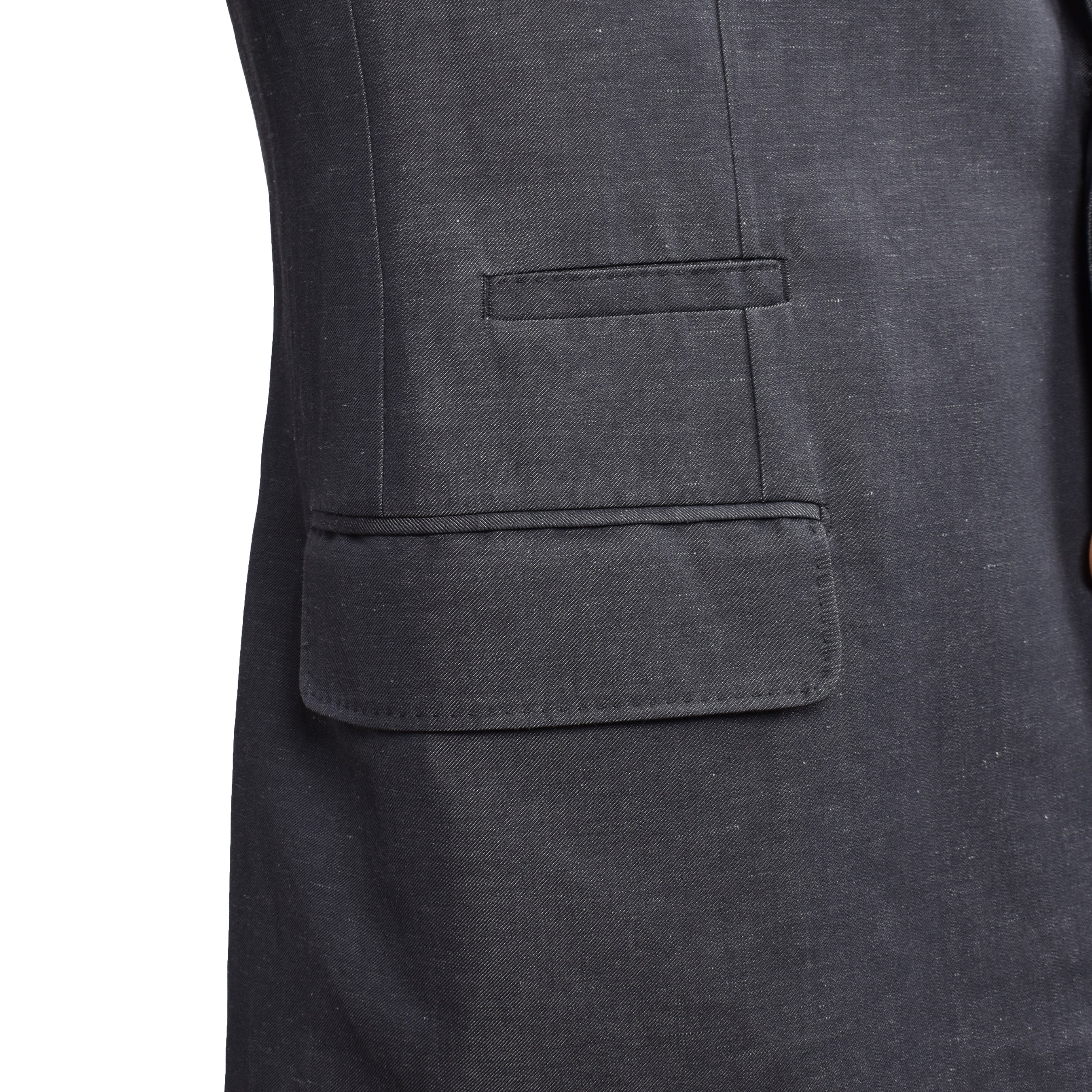 BRUNELLO CUCINELLI MEN'S DARK GREY WOOL LINEN SUIT