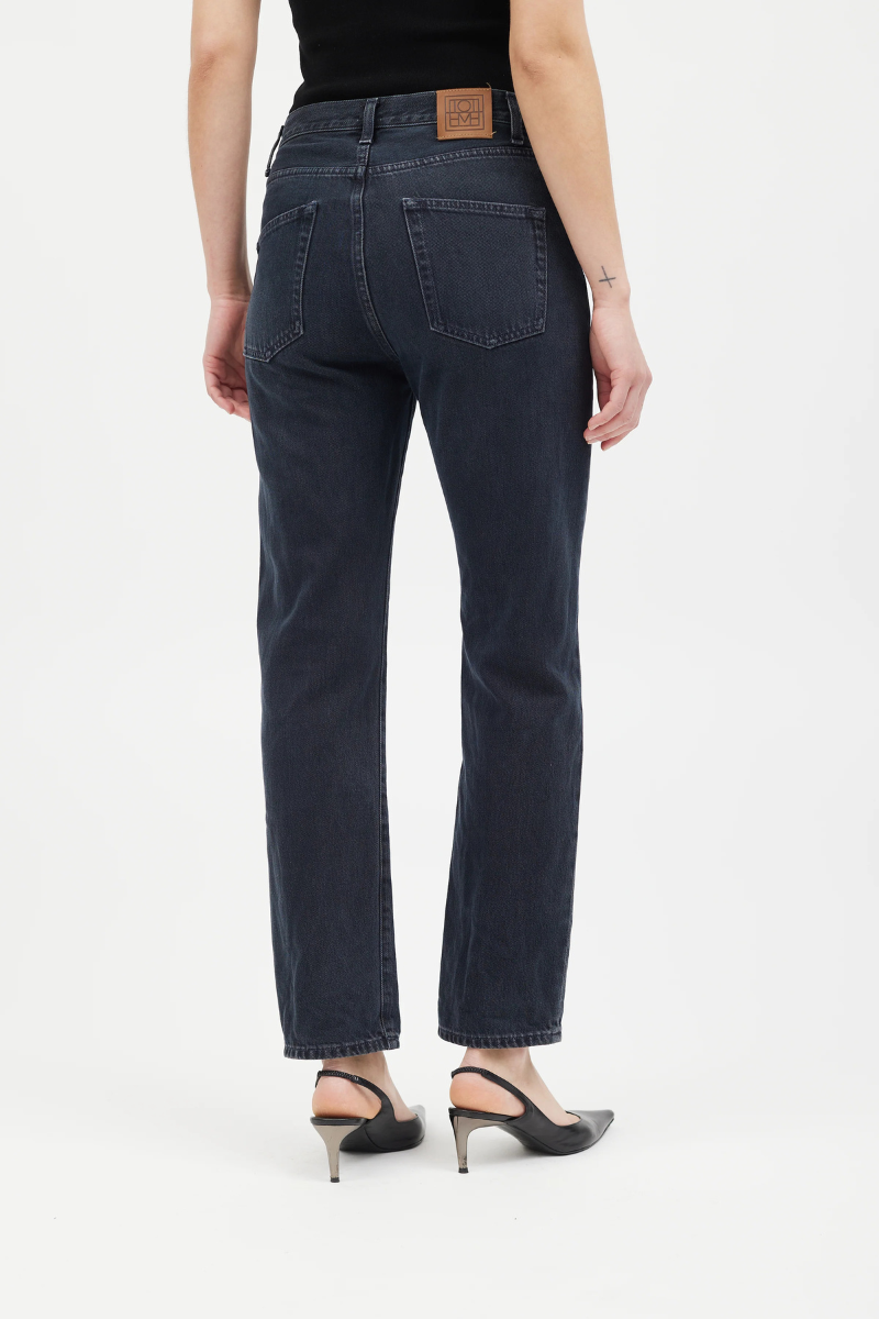 Toteme Straight Fit High Waist Black Regular Length Jeans
