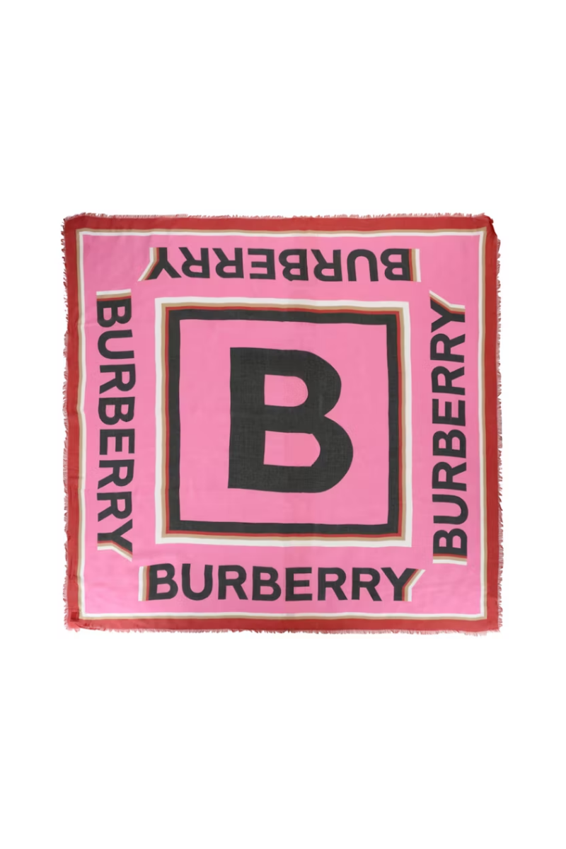 Burberry Logo Printed Scarf Bubble Gum Pink