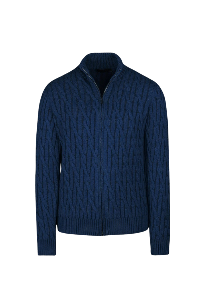 MooRER URBINO-DOV Zip-up Cardigan Denim