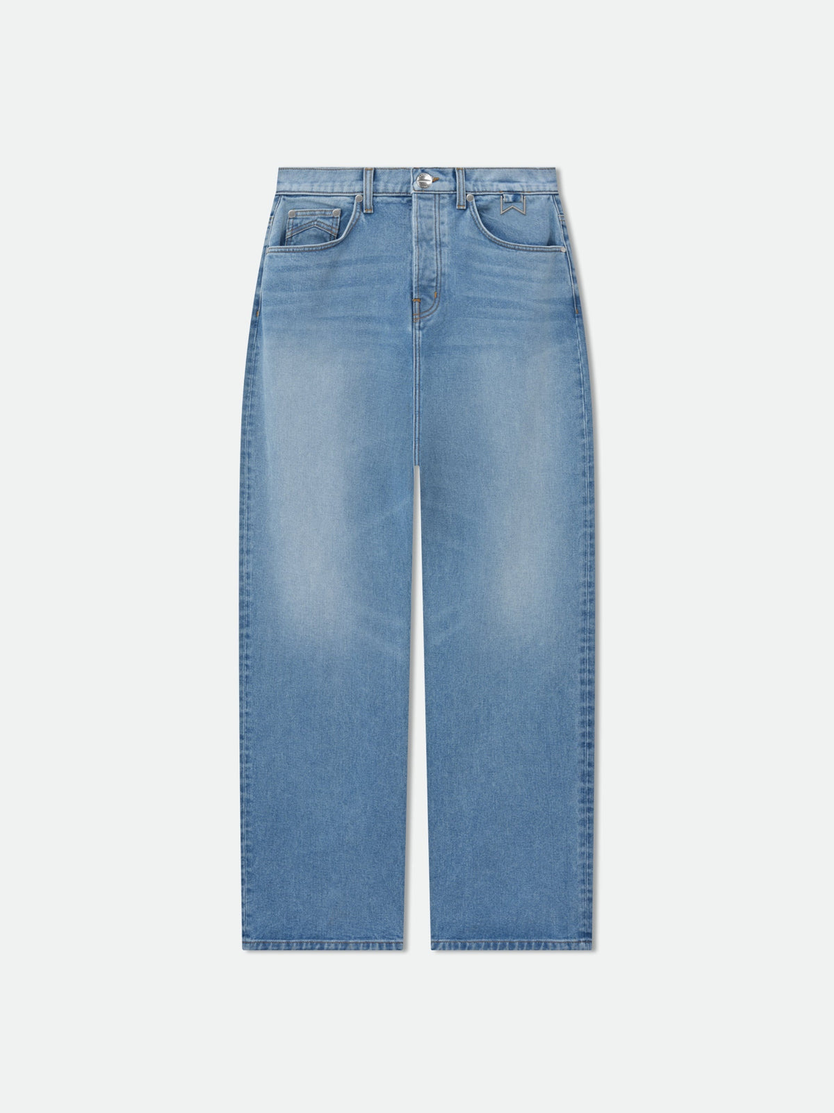 RHUDE MEN'S BLUE WIDE-LEG DENIM TROUSERS