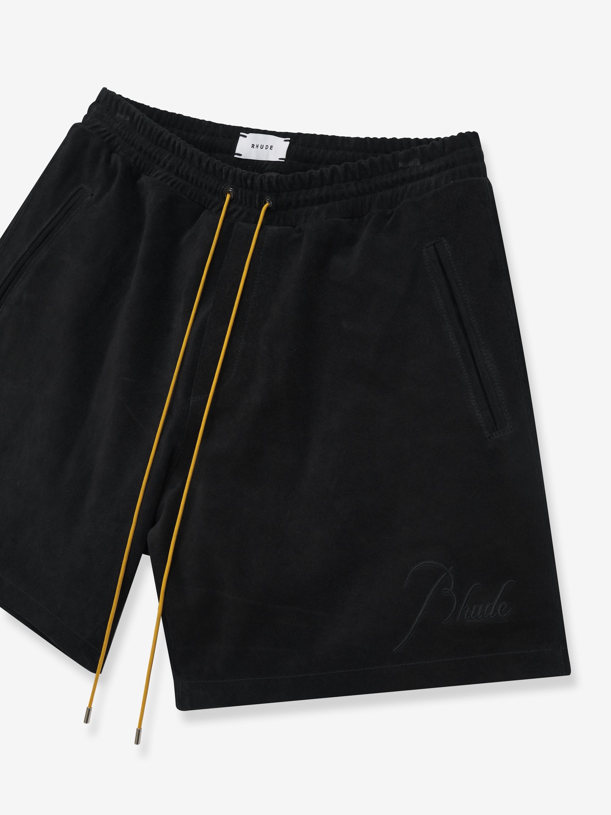 RHUDE MEN'S LEATHER SHORT BLACK