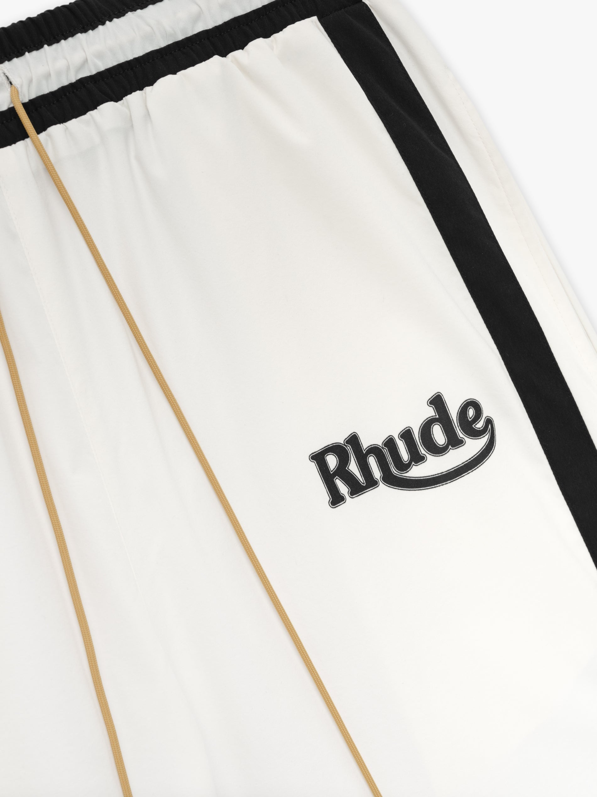 RHUDE MEN'S WHITE BLACK TRACK TROUSERS WITH STRIPES