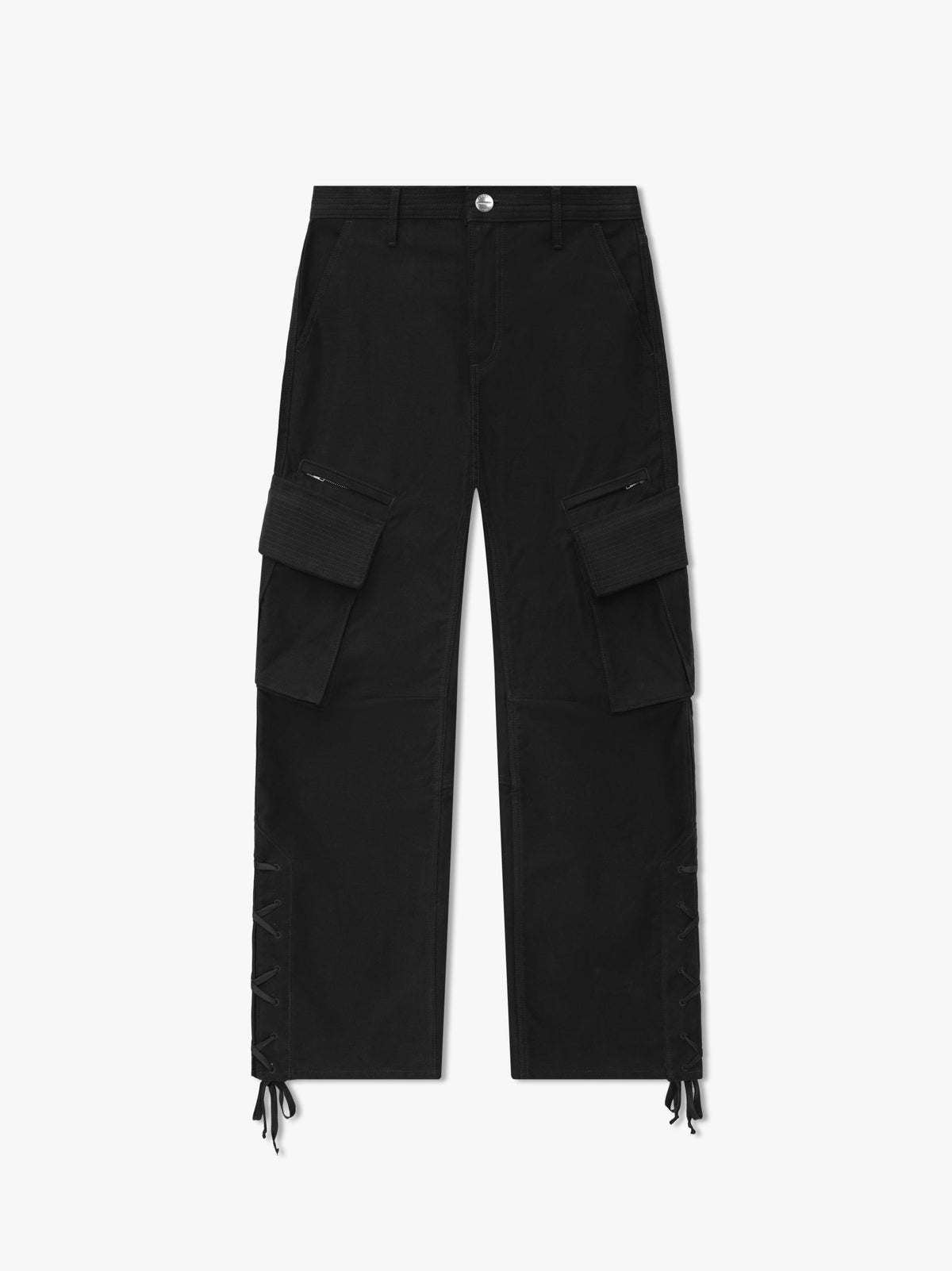 RHUDE MEN'S BLACK HEMP SILK CARGO TROUSERS