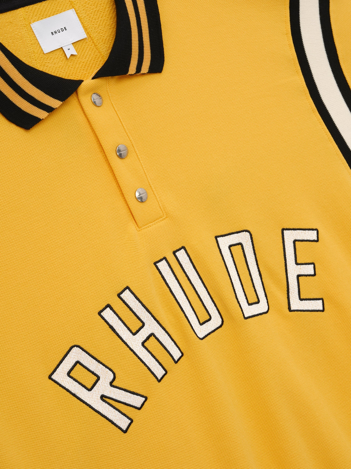 RHUDE MEN'S YELLOW BLACK LONG SLEEVE POLO SHIRT