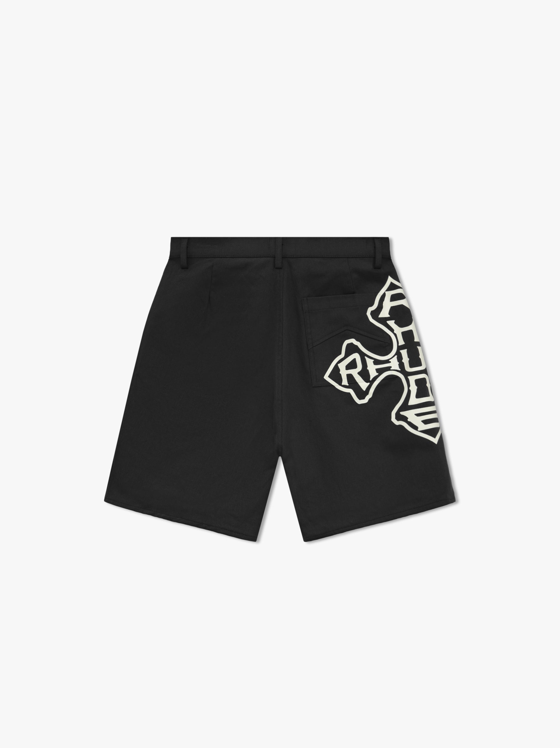 RHUDE MEN'S BLACK TWILL SHORTS WITH LOGO