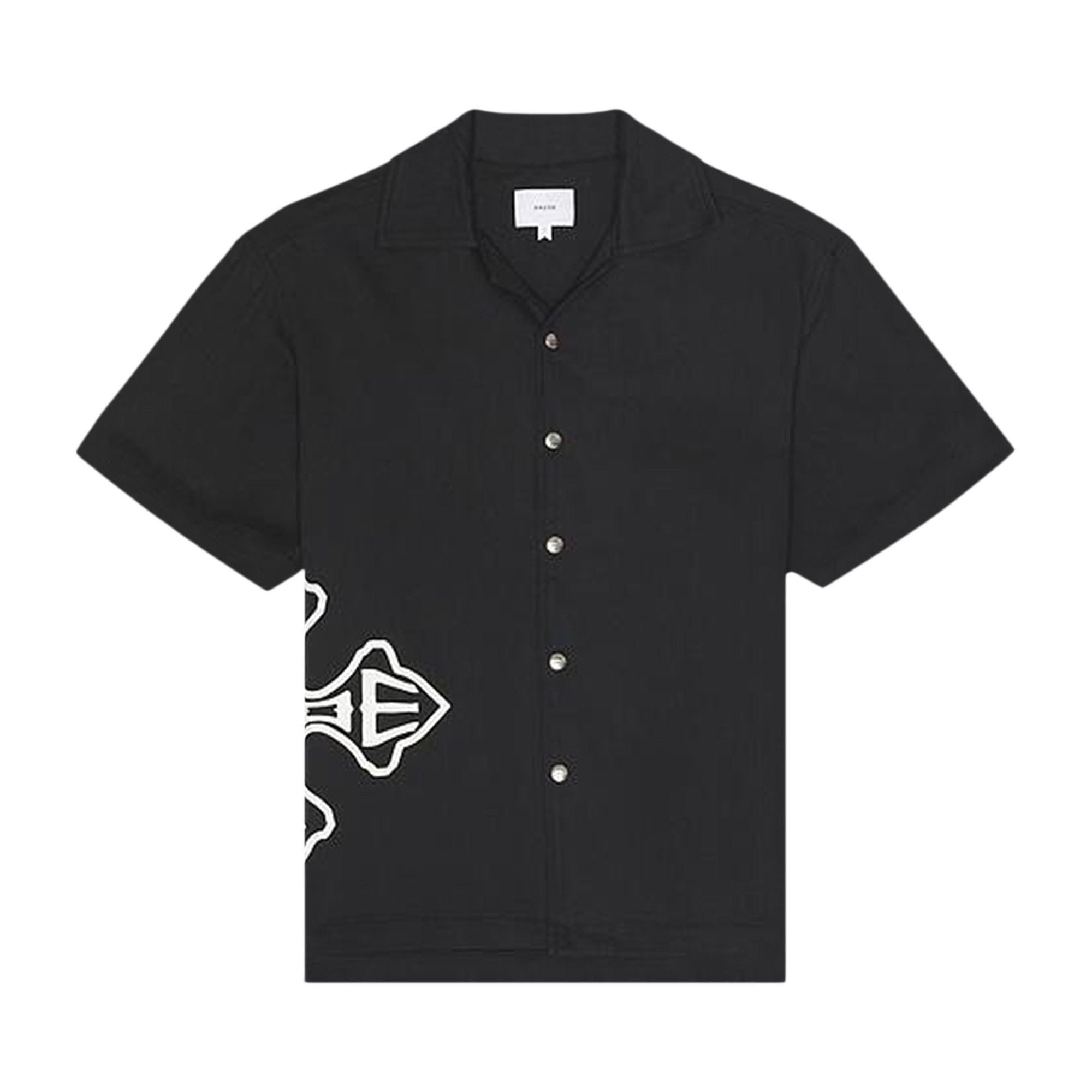 RHUDE MEN'S BLACK SNAP SHIRT WITH LOGO DETAIL