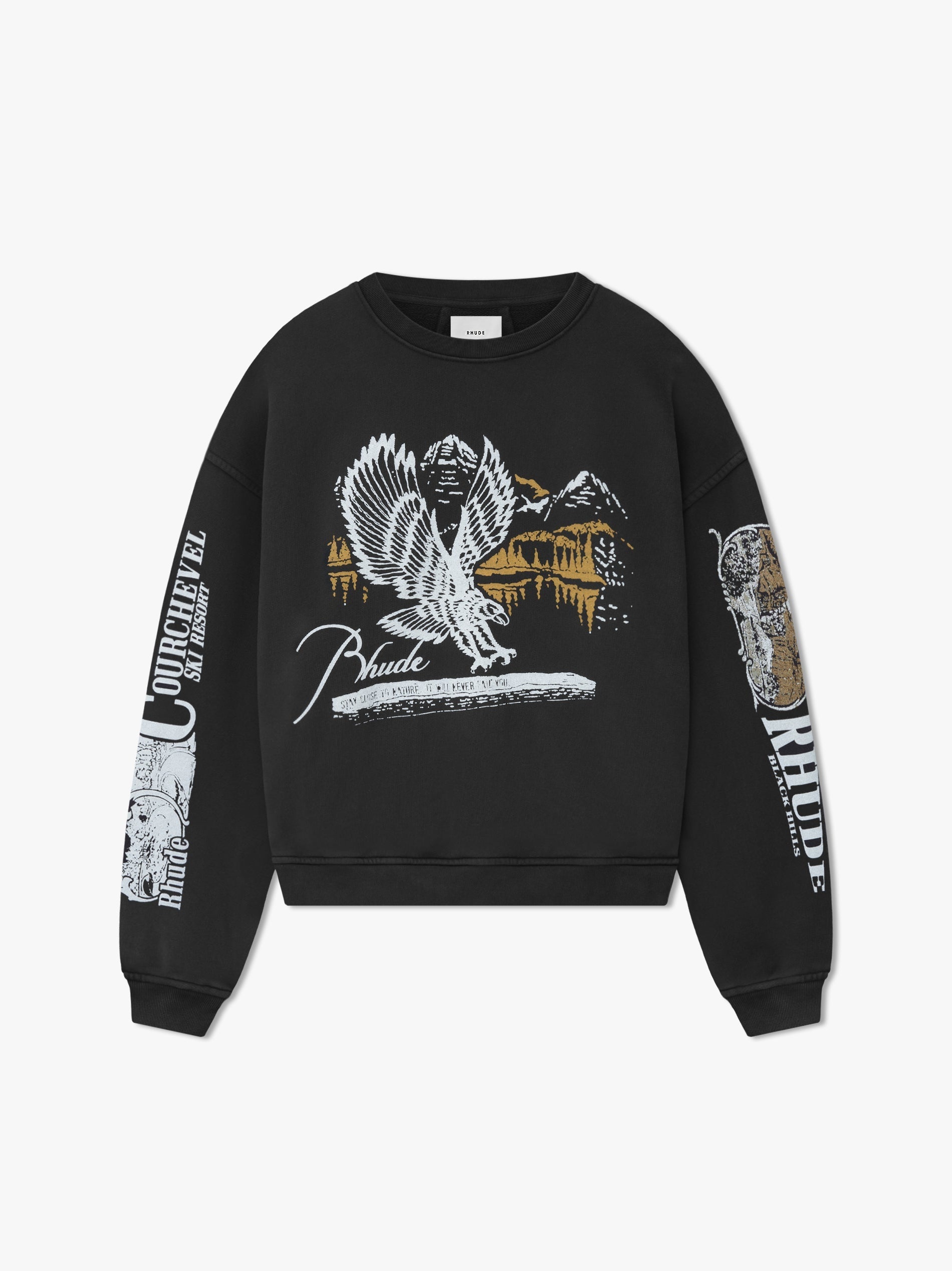 RHUDE MEN'S PENNANT FLAG CREWNECK