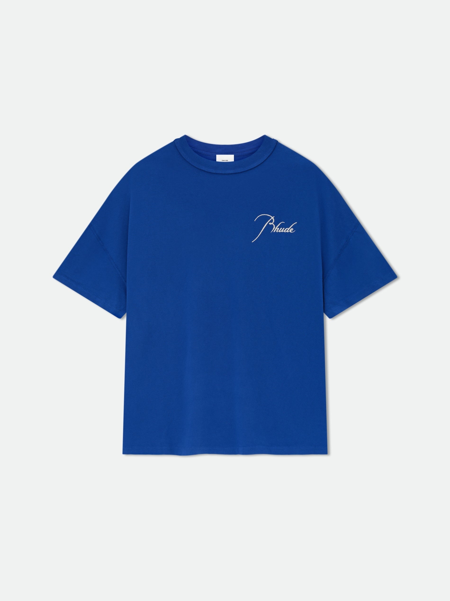 RHUDE MEN'S COBALT BLUE COTTON TEE