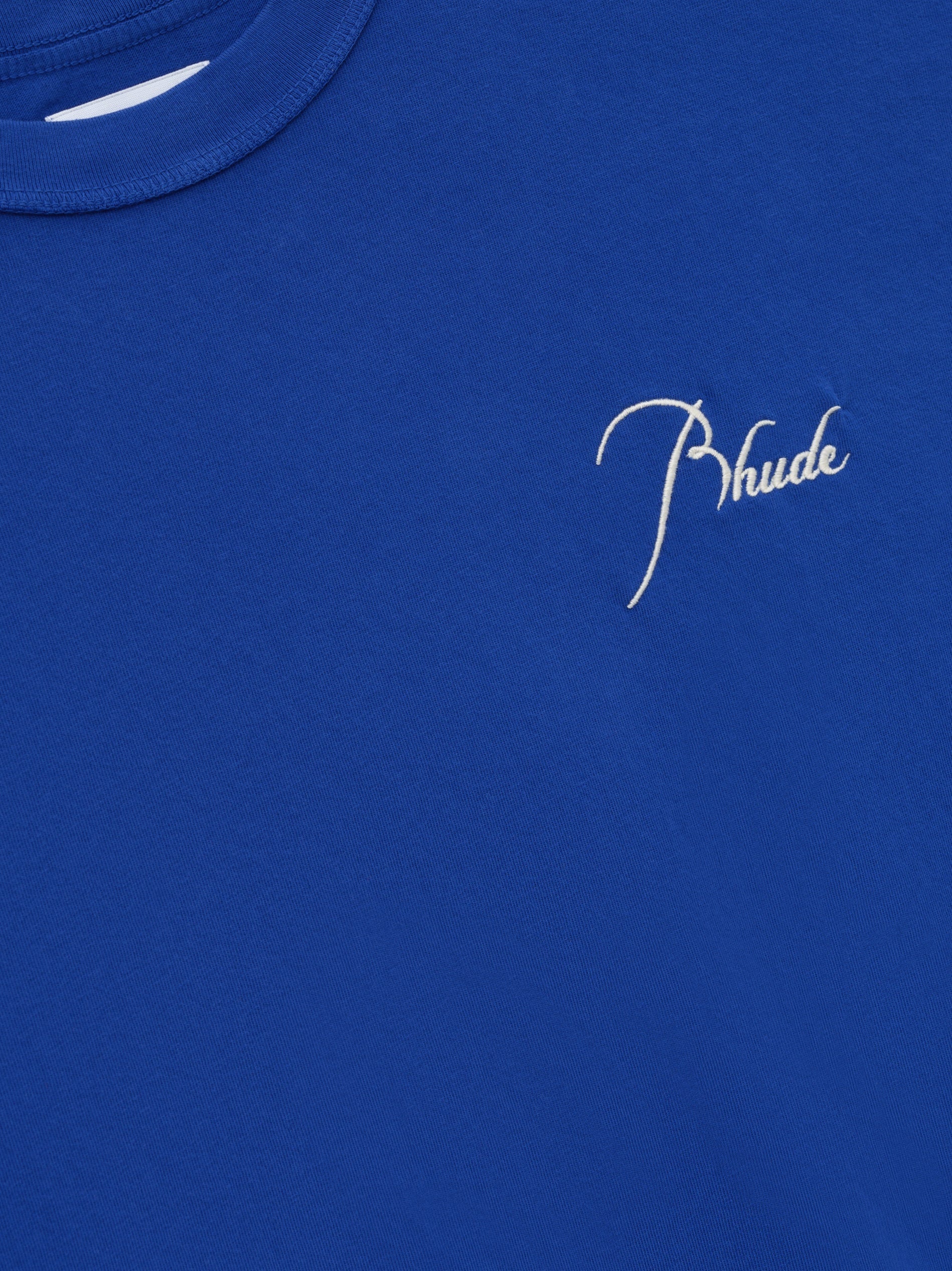 RHUDE MEN'S COBALT BLUE COTTON TEE