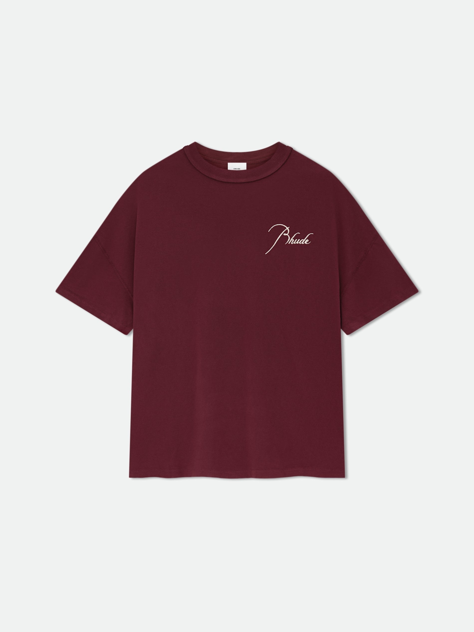 RHUDE MEN'S REVERSE TEE BURGUNDY NWT