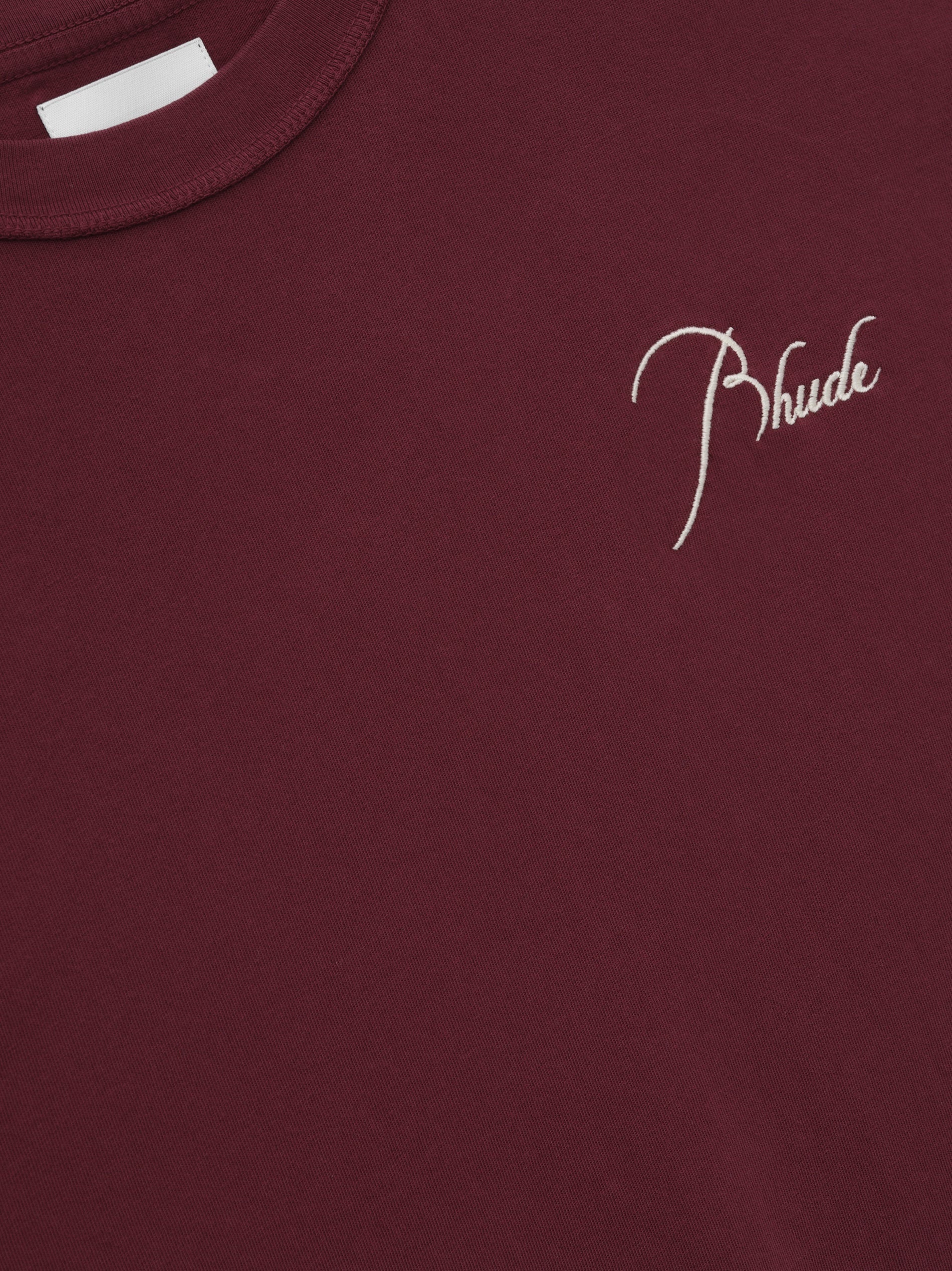 RHUDE MEN'S BURGUNDY COTTON TEE