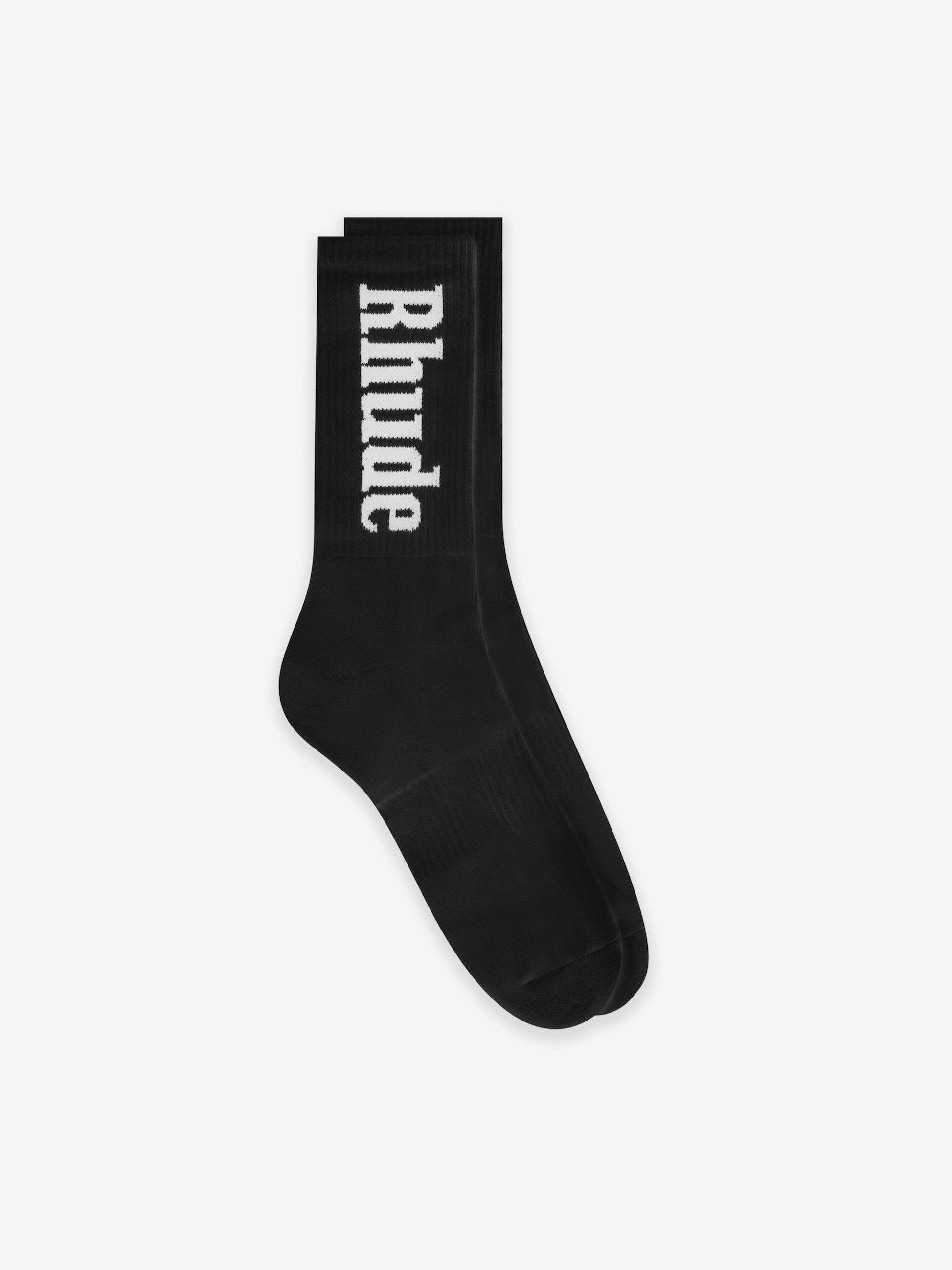RHUDE MEN'S LOGO SOCKS BLACK/WHITE NWT