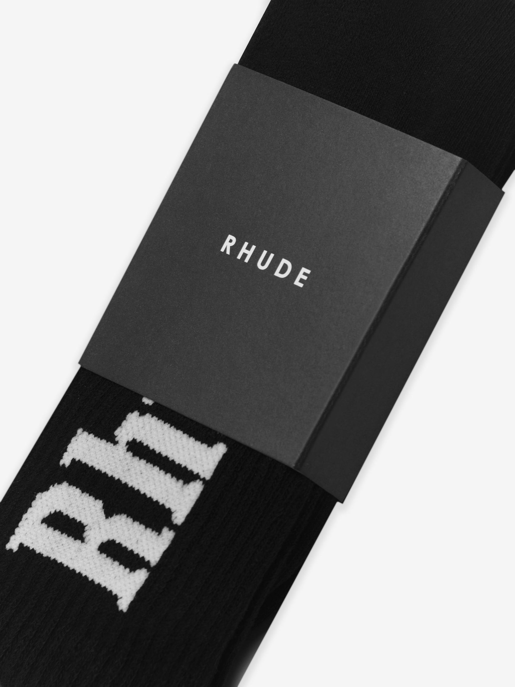 RHUDE MEN'S LOGO SOCKS BLACK/WHITE NWT