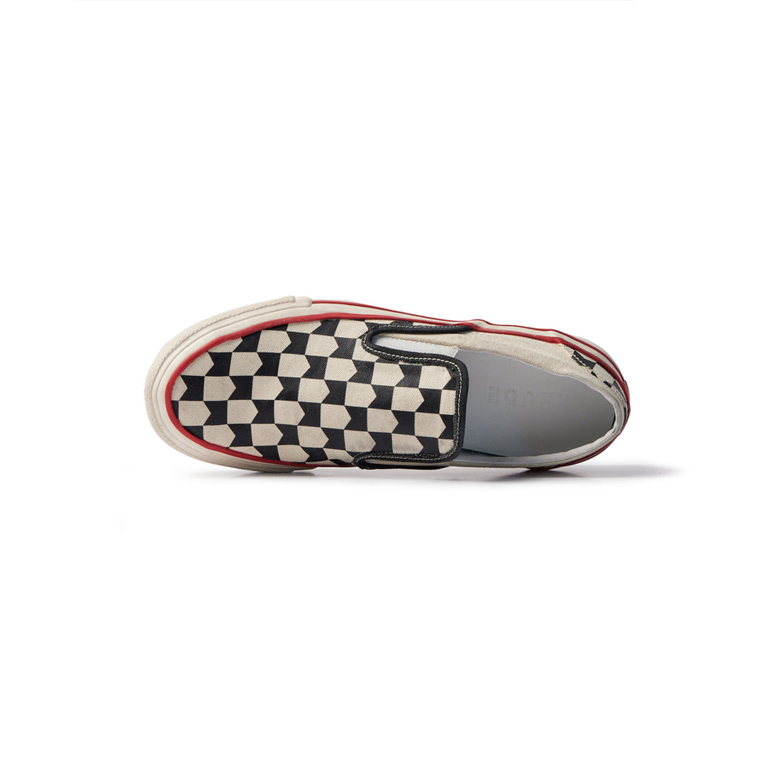 RHUDE MEN'S CHEVRON CHECKERED SLIP ON SNEAKER