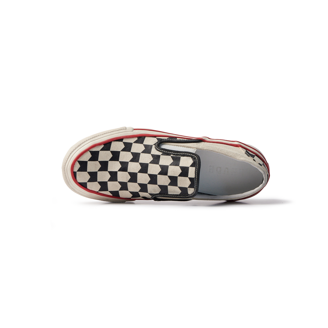 RHUDE MEN'S CHEVRON CHECKERED SLIP ON SNEAKER NWT