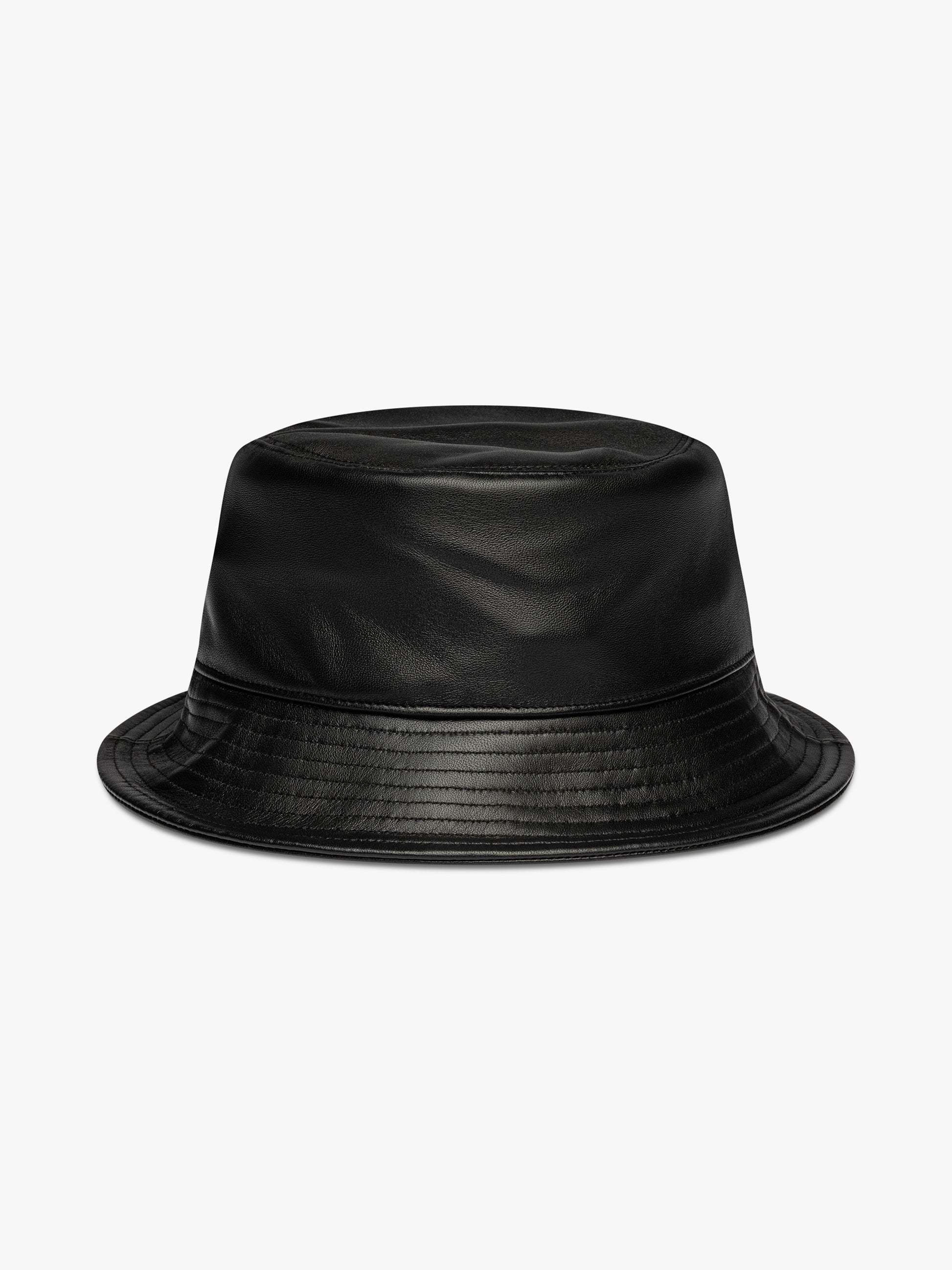 RHUDE MEN'S LOGO LEATHER BUCKET HAT NWT