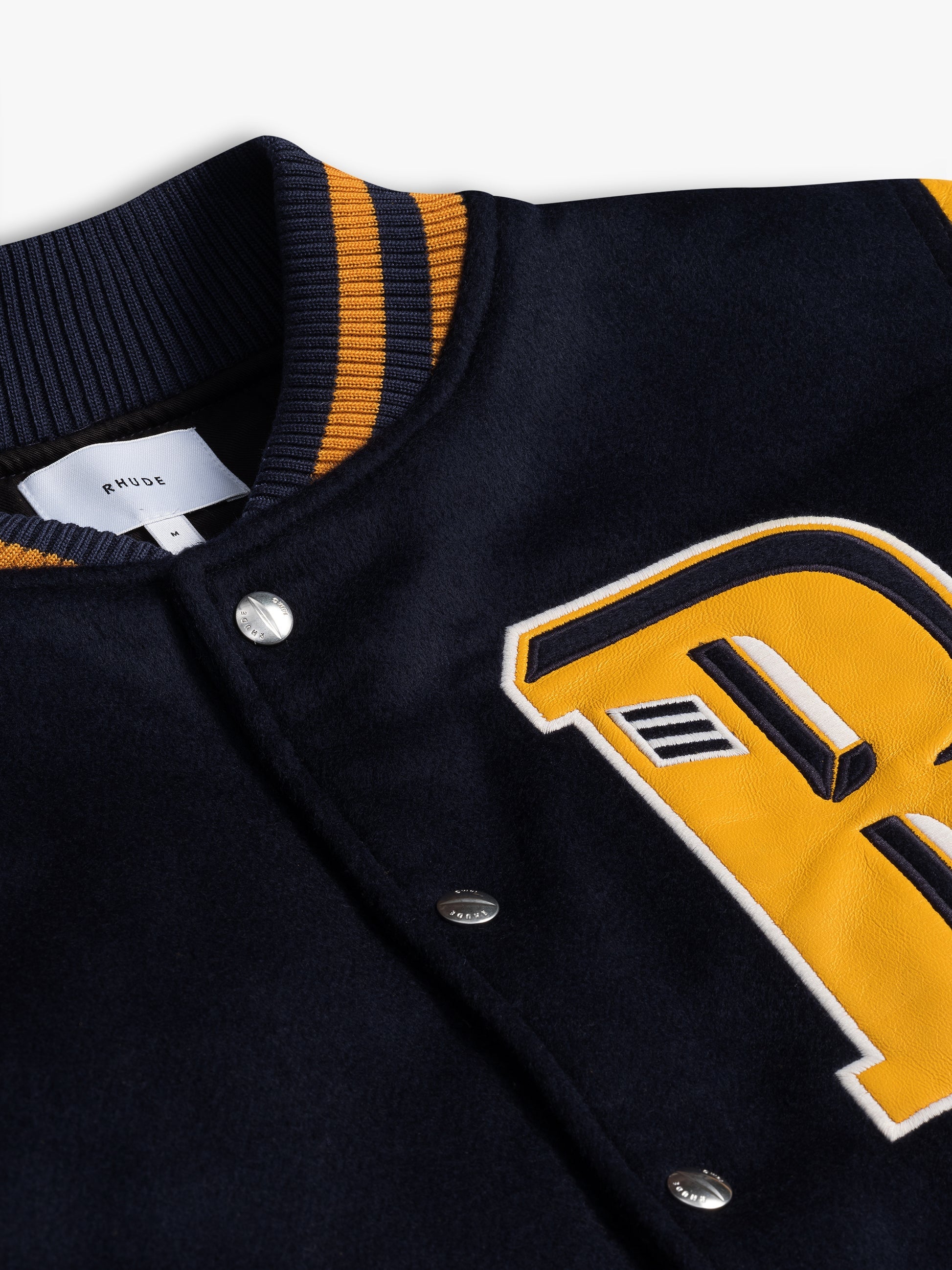 RHUDE UNISEX'S BLACK WOOL VARSITY JACKET WITH PATCHES