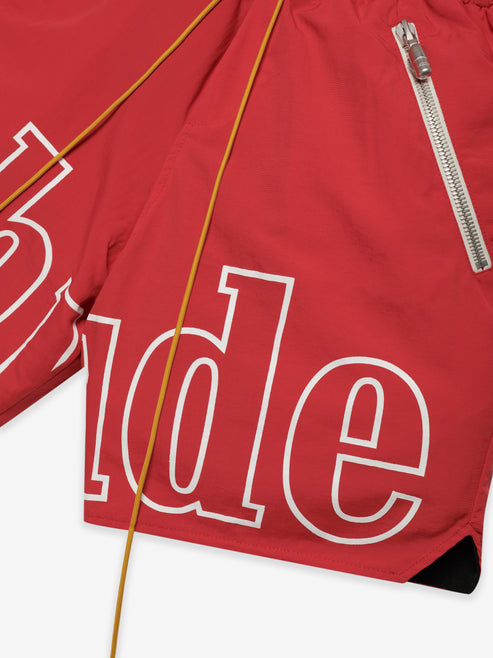 RHUDE MEN'S RED LOGO SHORTS