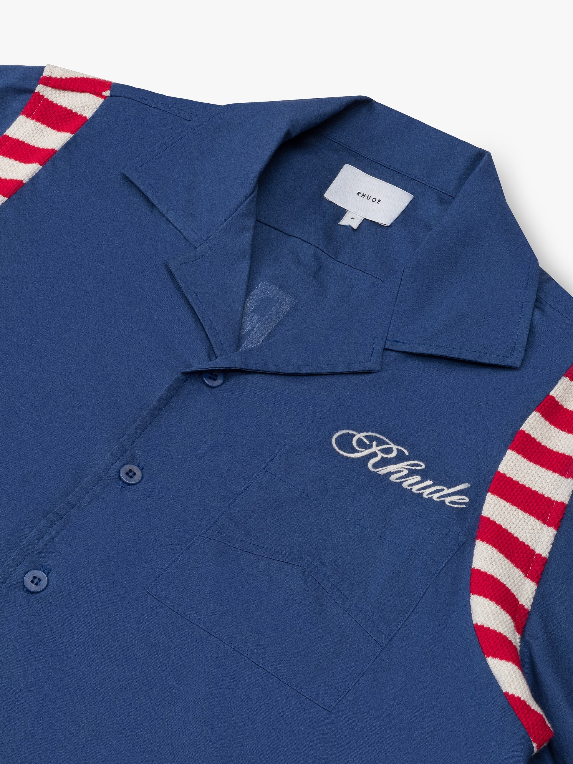 RHUDE MEN'S BLUE POPLIN SHORT-SLEEVE SHIRT