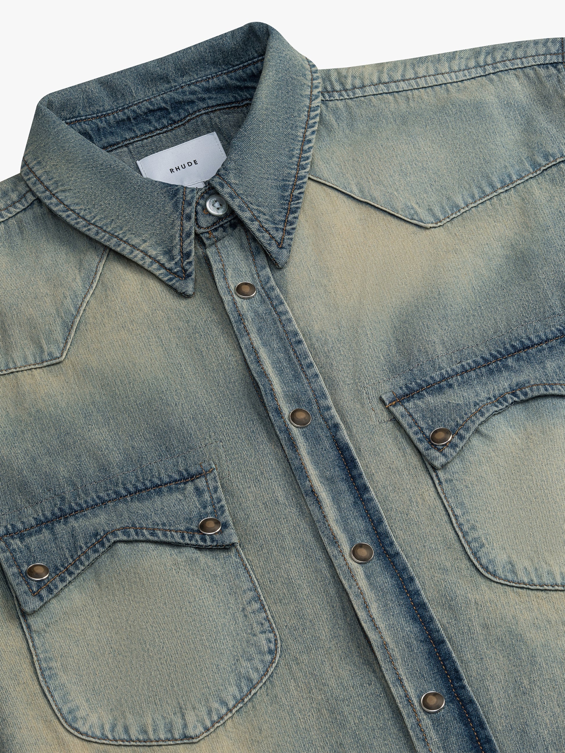 RHUDE MEN'S DARK INDIGO DENIM WESTERN SHIRT