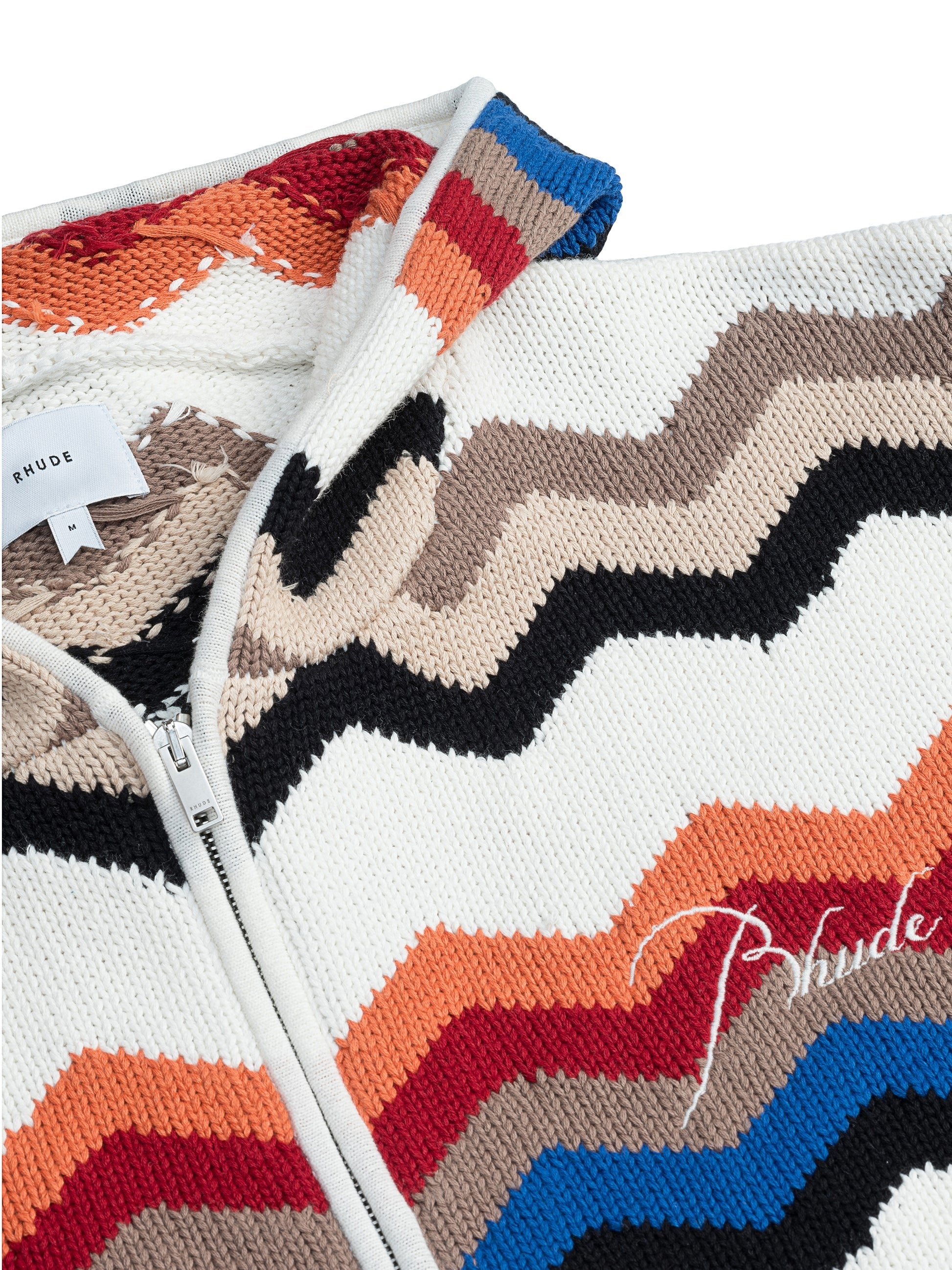 RHUDE MEN'S MULTICOLOR CASHMERE KNIT ZIP-UP HOODIE