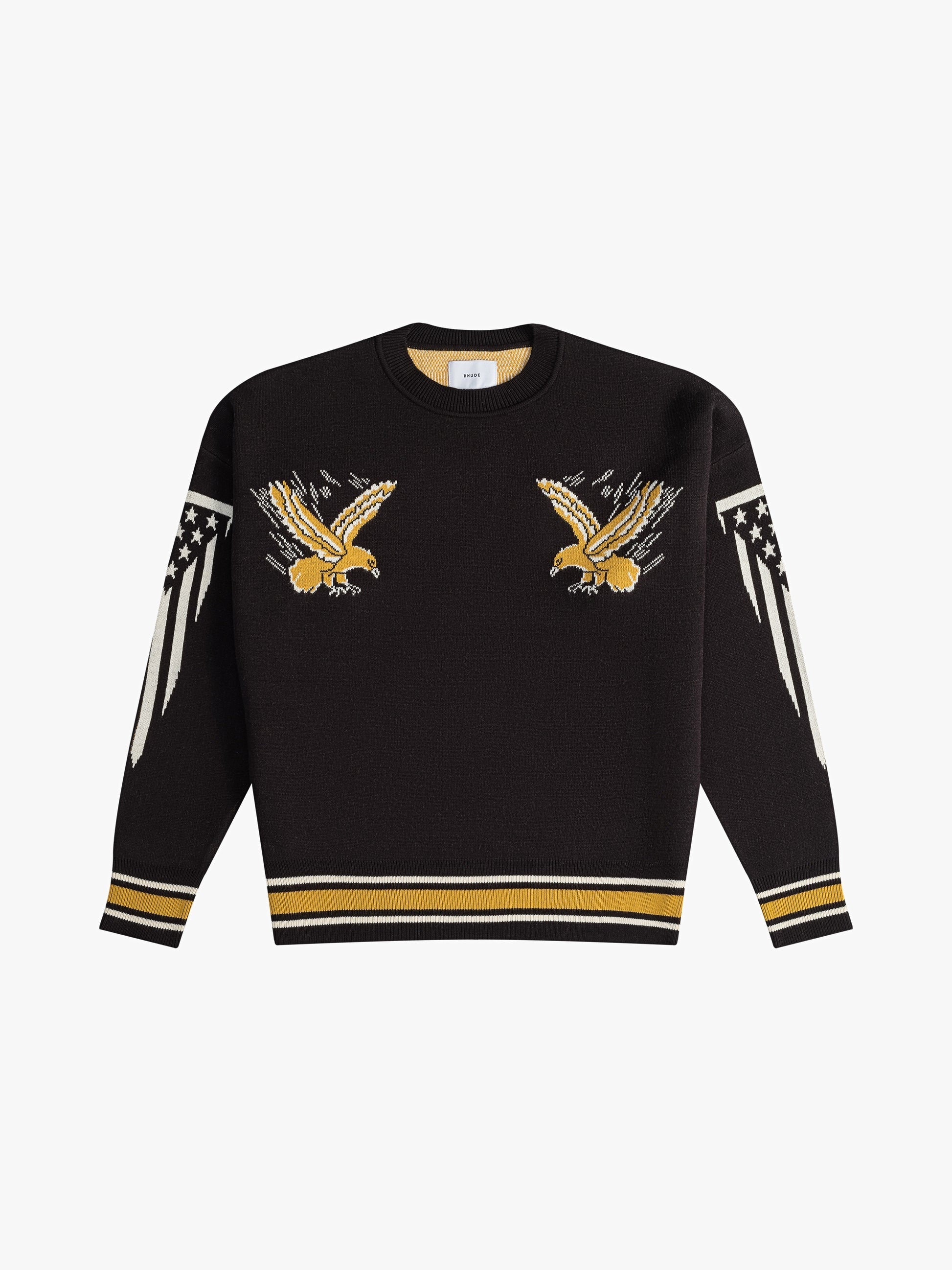 RHUDE MEN'S EAGLE SOUVENIR KNIT CREWNECK NWT