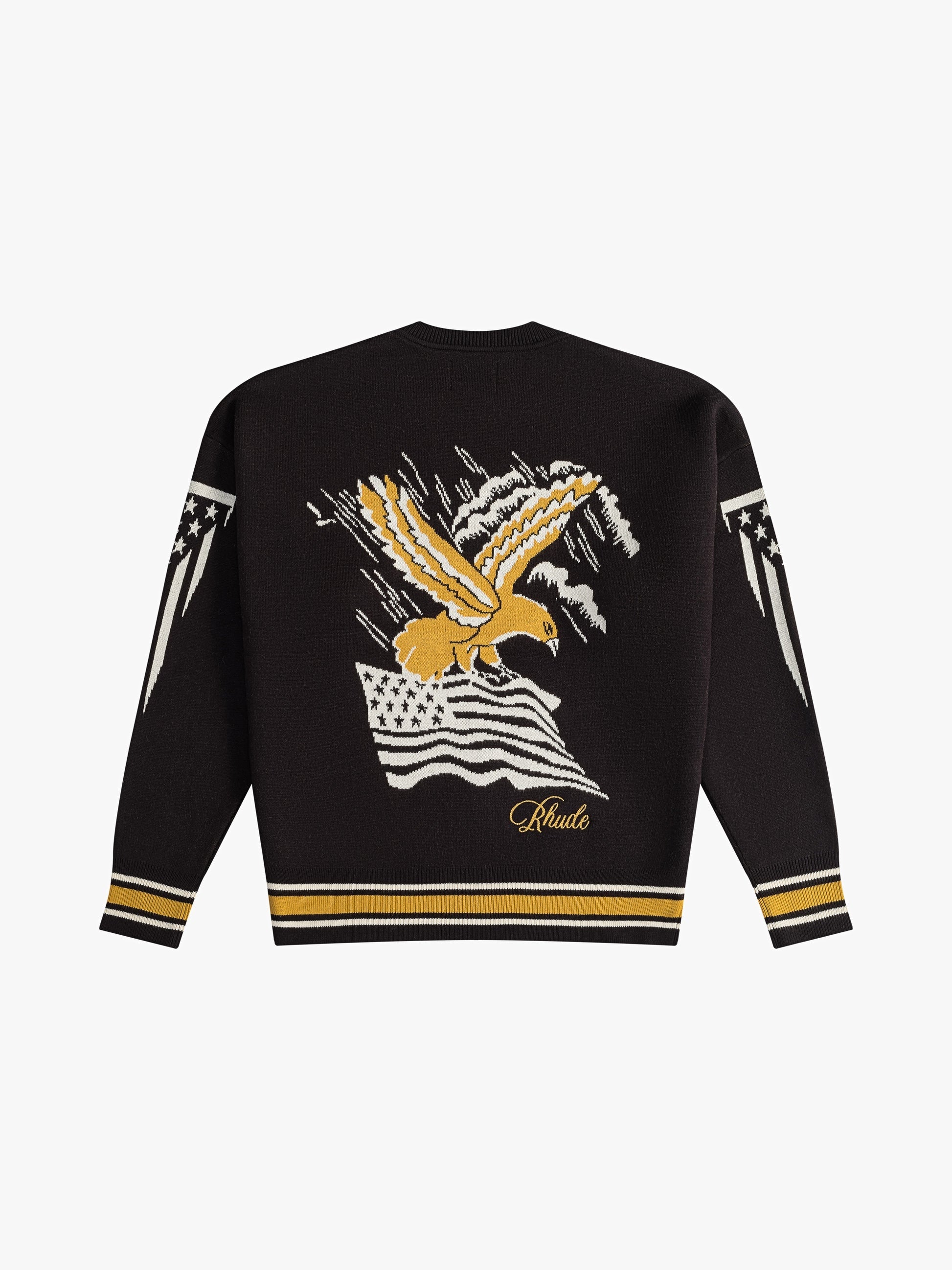 RHUDE MEN'S EAGLE SOUVENIR KNIT CREWNECK NWT