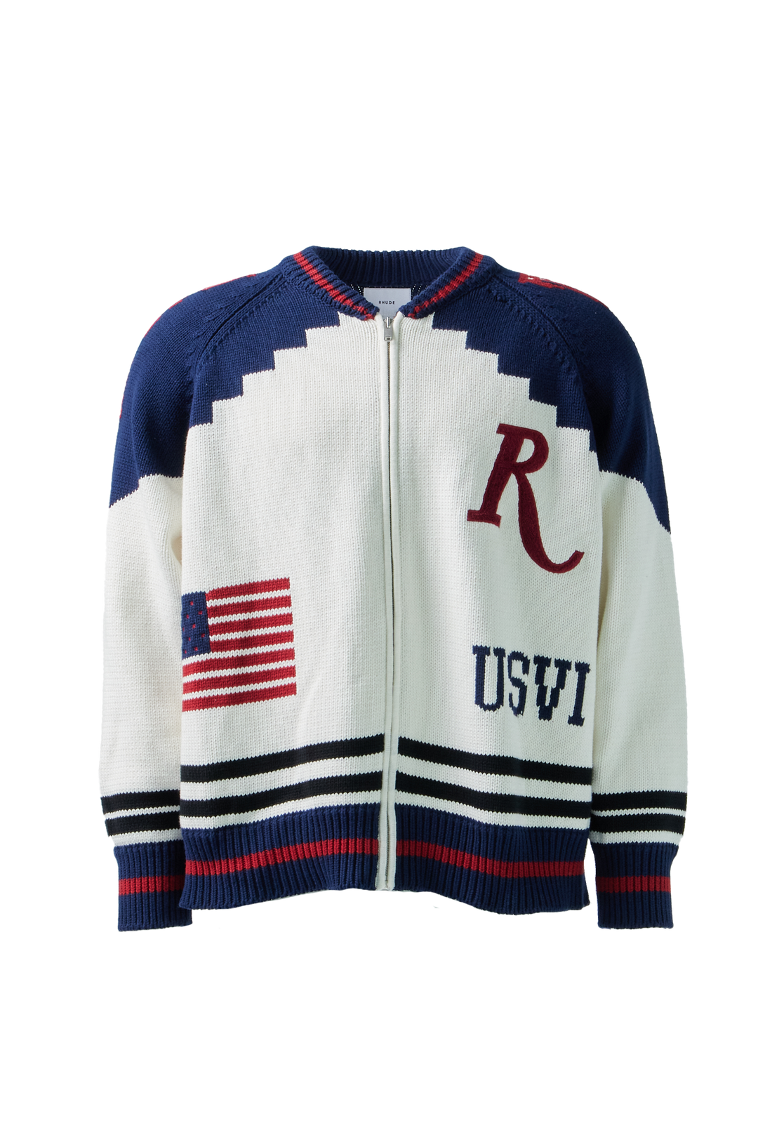 RHUDE MEN'S ST. CROIX KNIT ZIP-UP NWT