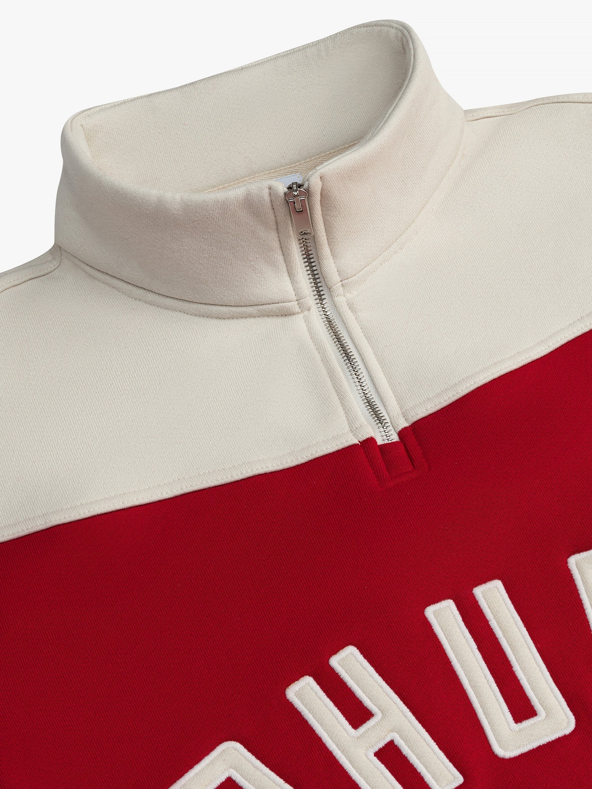 RHUDE MEN'S CONTRAST QUARTER-ZI RED/CREAM NWT