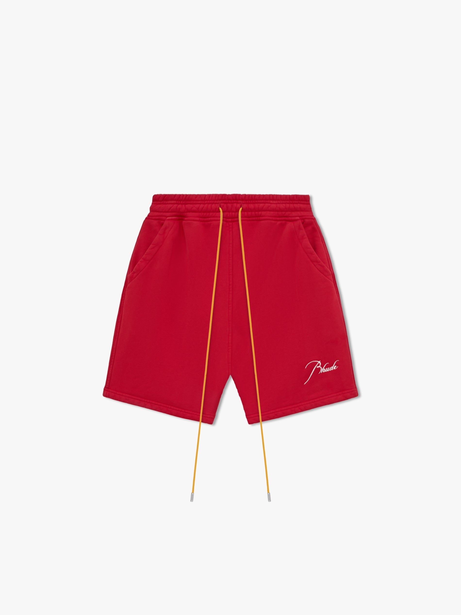 RHUDE MEN'S RED SWEATSHORTS WITH DRAWSTRING