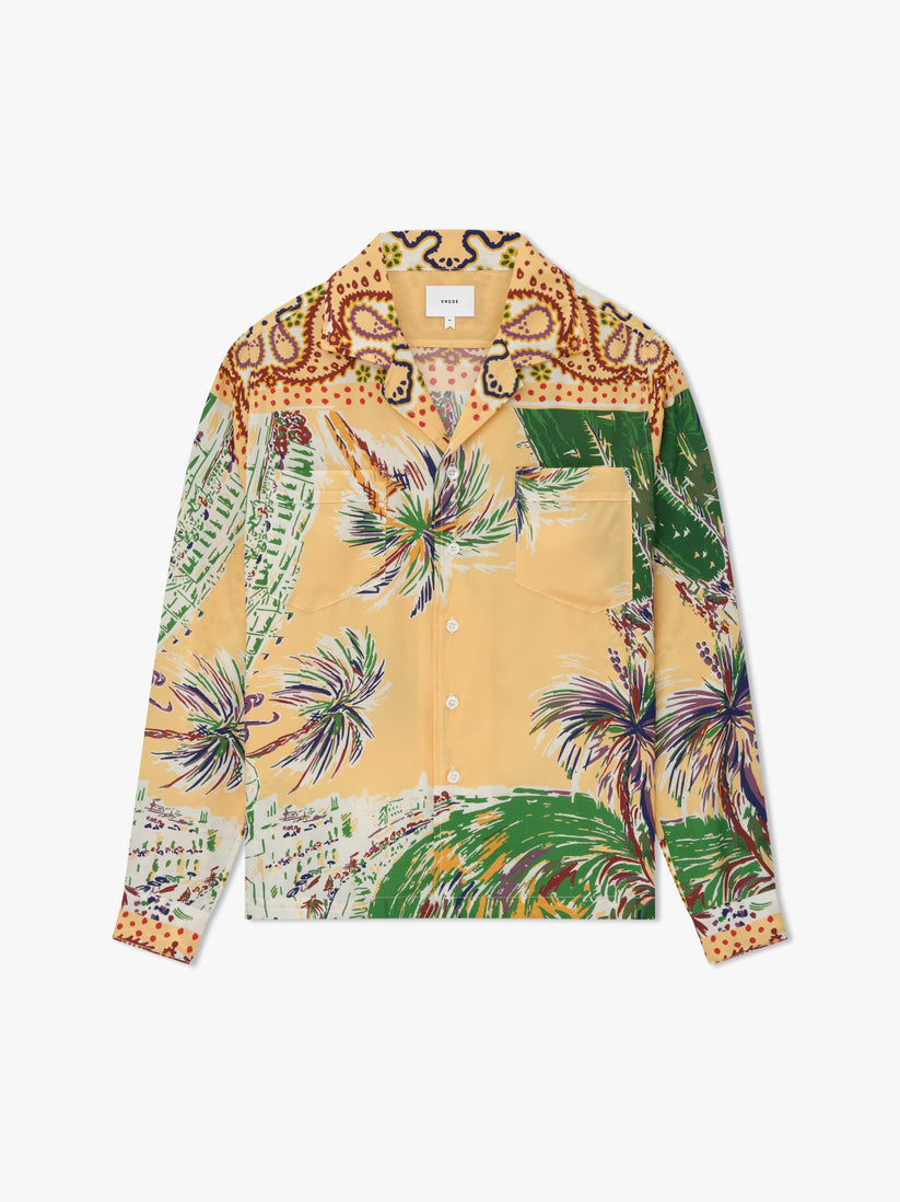 RHUDE MEN'S PALMINA SILK LS SHIRT NWT
