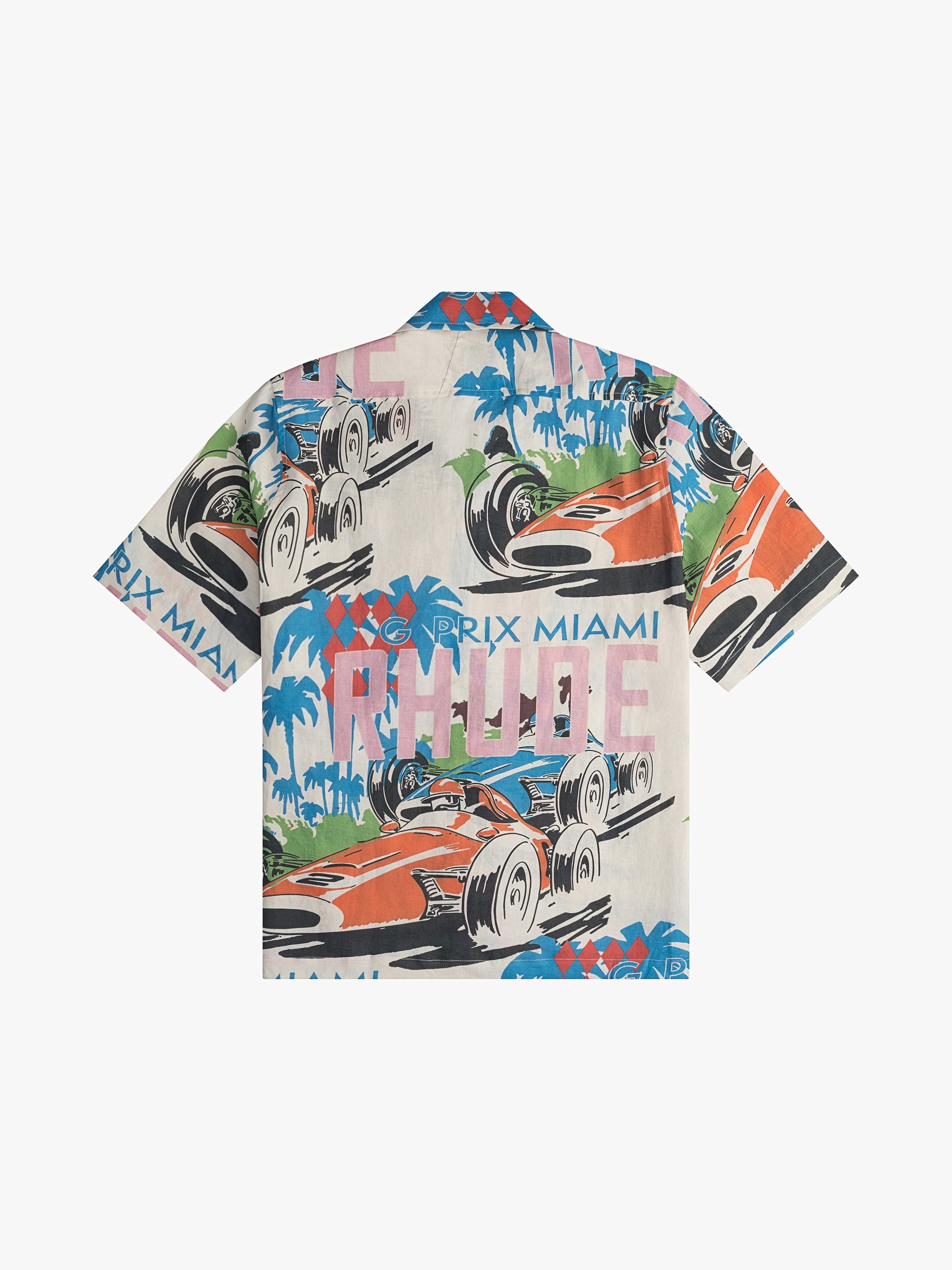 RHUDE MEN'S LINEN GRAND PRIX BUTTON U MULTI NWT