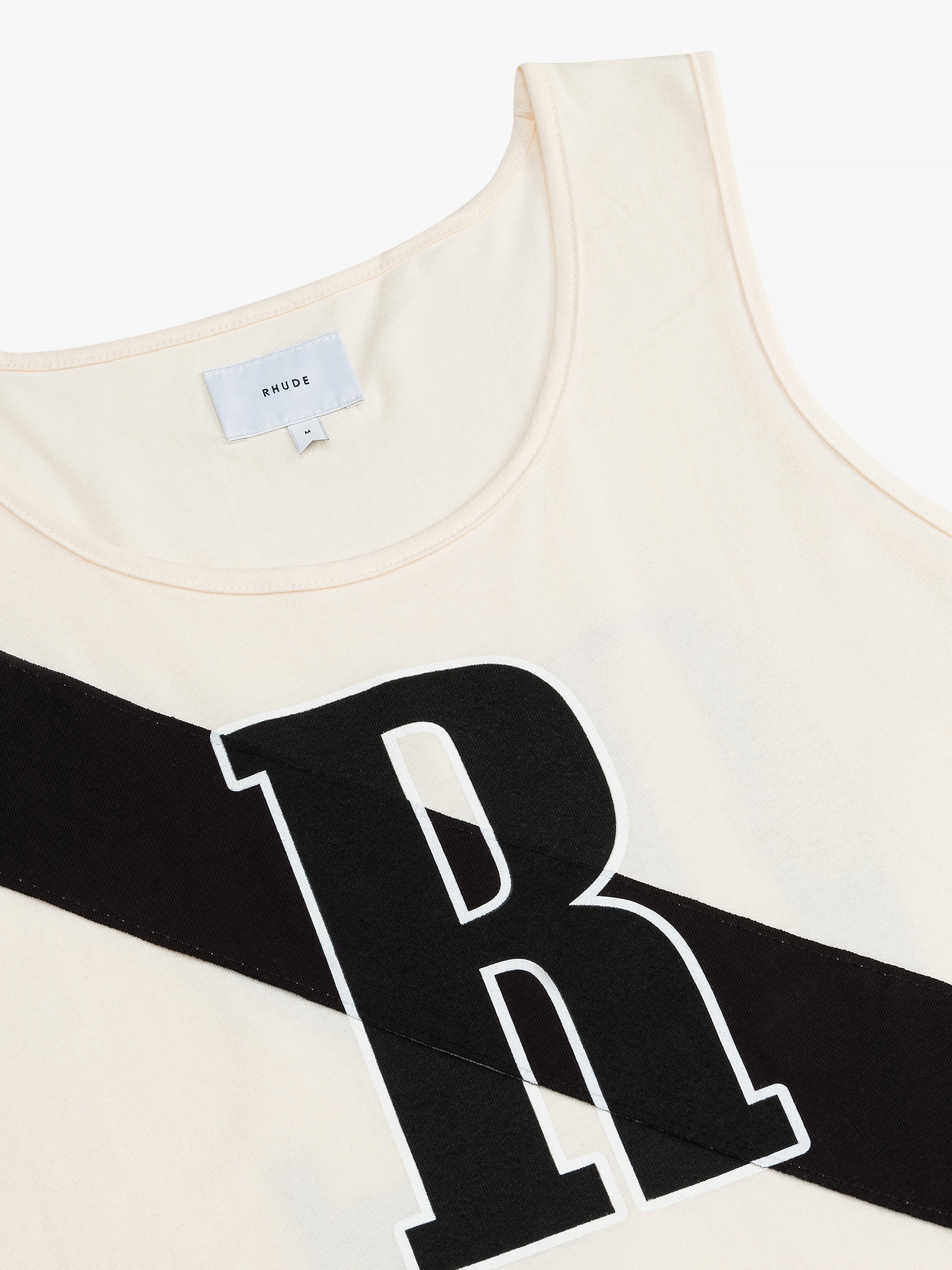 RHUDE MEN'S 02 STRIPE TANK OFFWHITE/BLACK NWT
