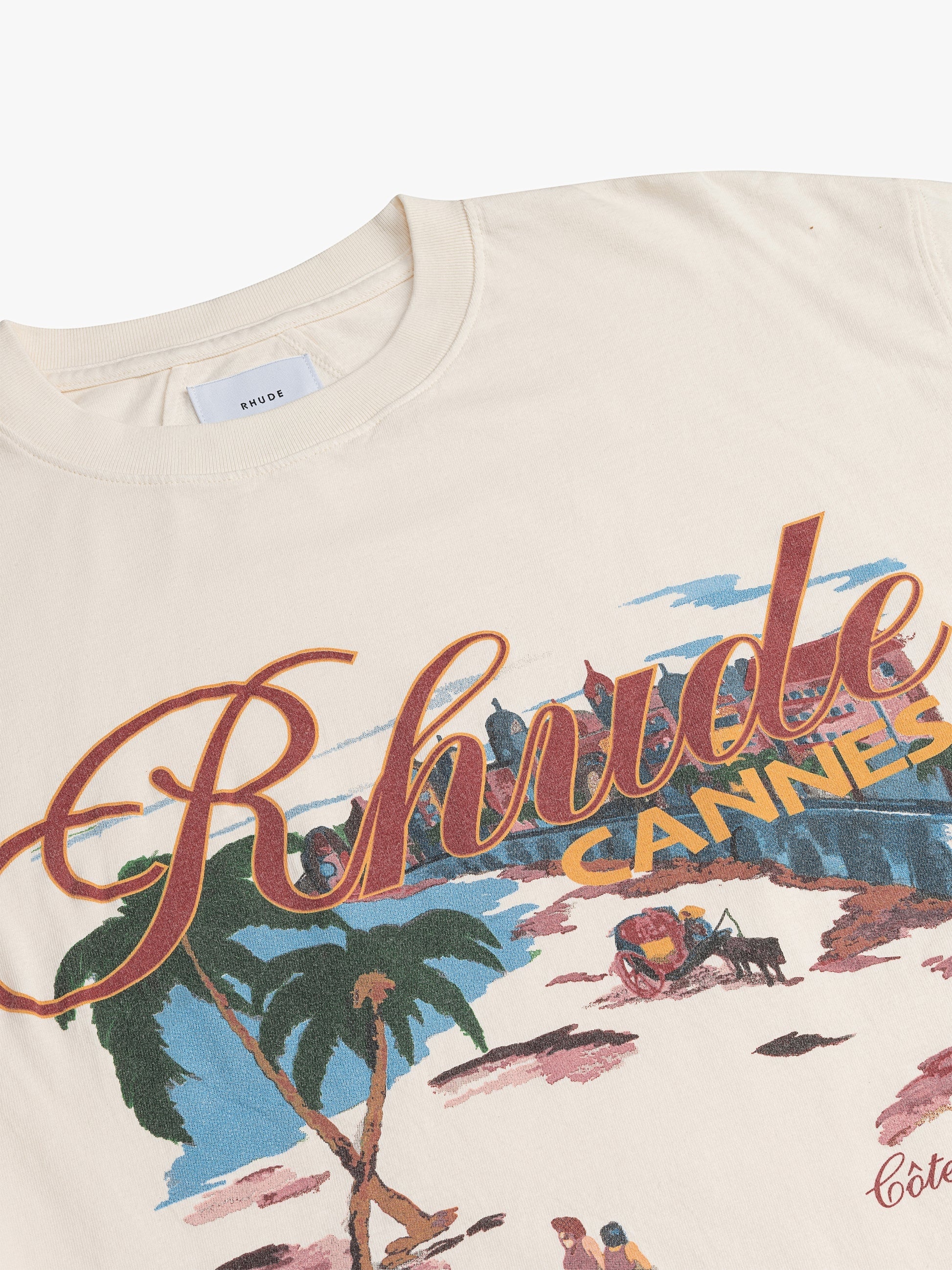 RHUDE MEN'S CANNES BEACH TEE VTG WHITE