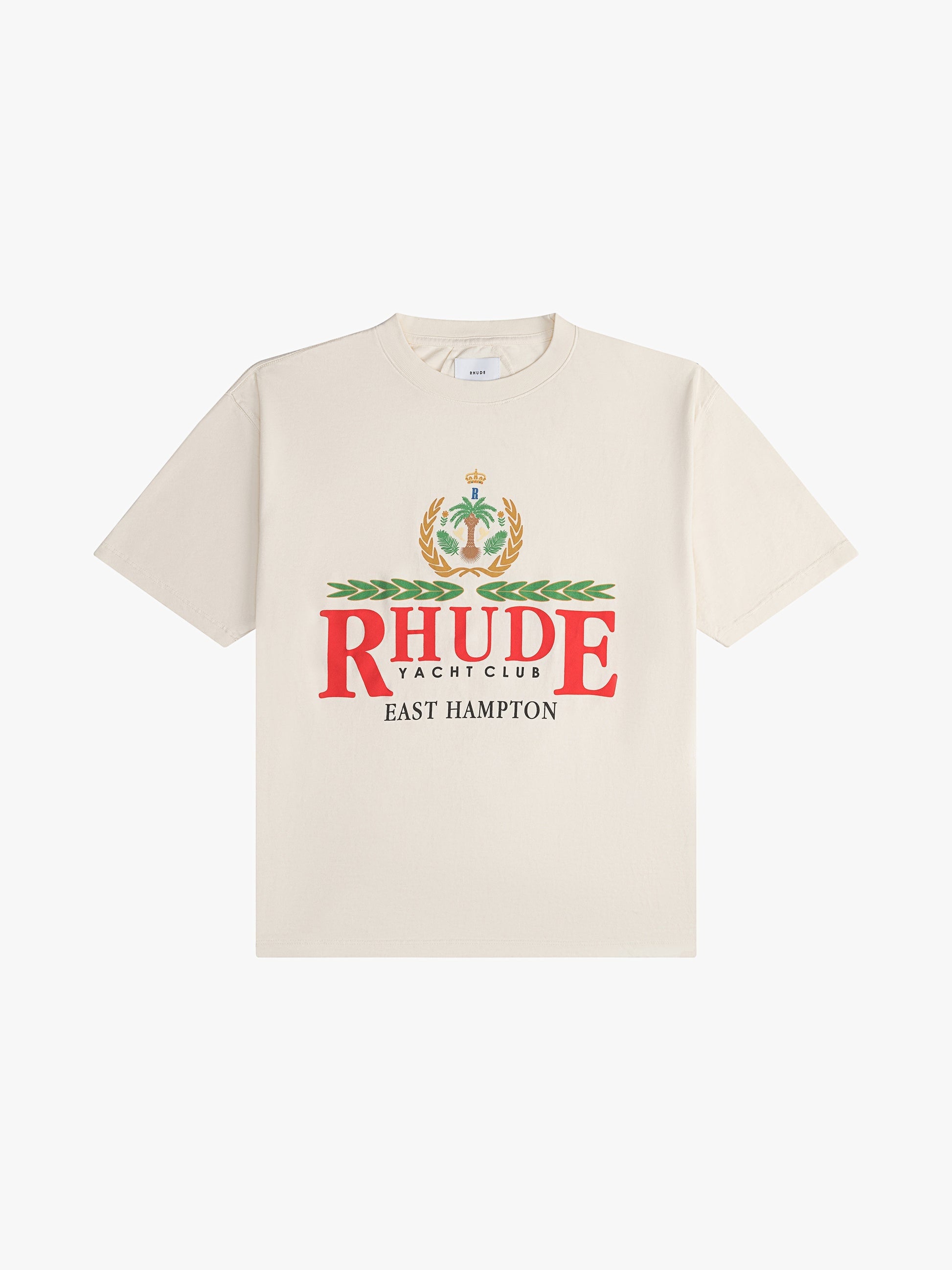 RHUDE MEN'S EAST HAMPTON CREST TEE VTG WHITE NWT