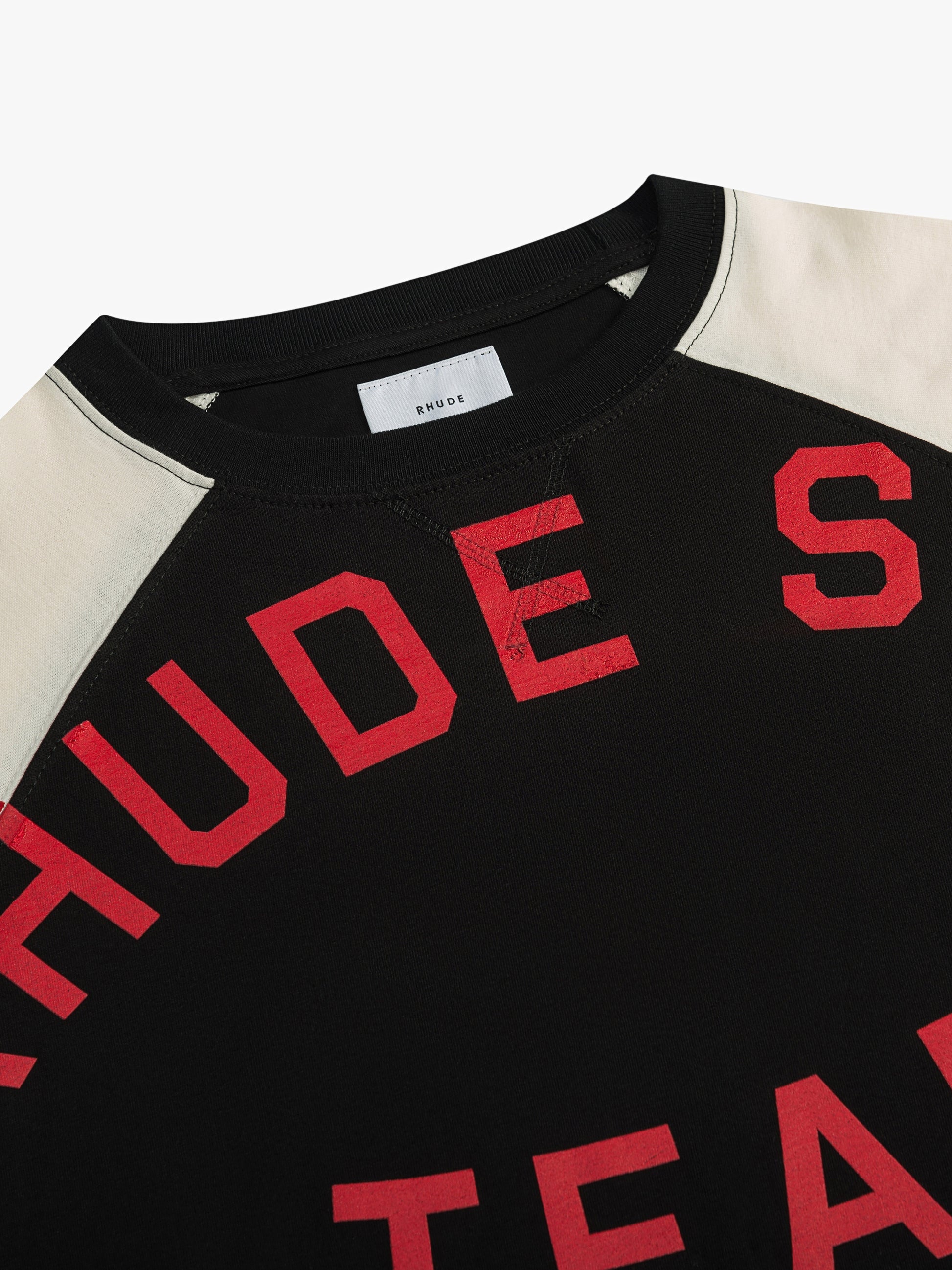 RHUDE MEN'S OIL CORP RAGLAN VTG BLACK/ VTG OFFWHITE NWT