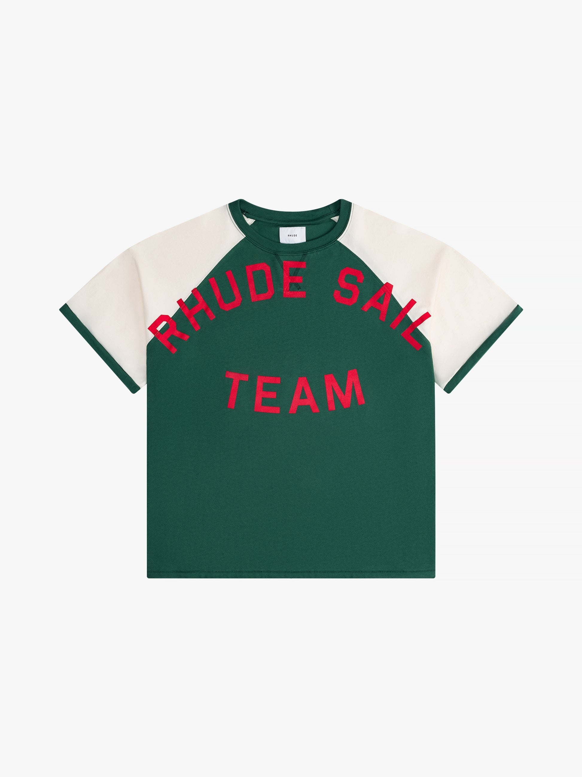 RHUDE MEN'S OIL CORP RAGLAN VTG GREEN/ VTG OFFWHITE NWT