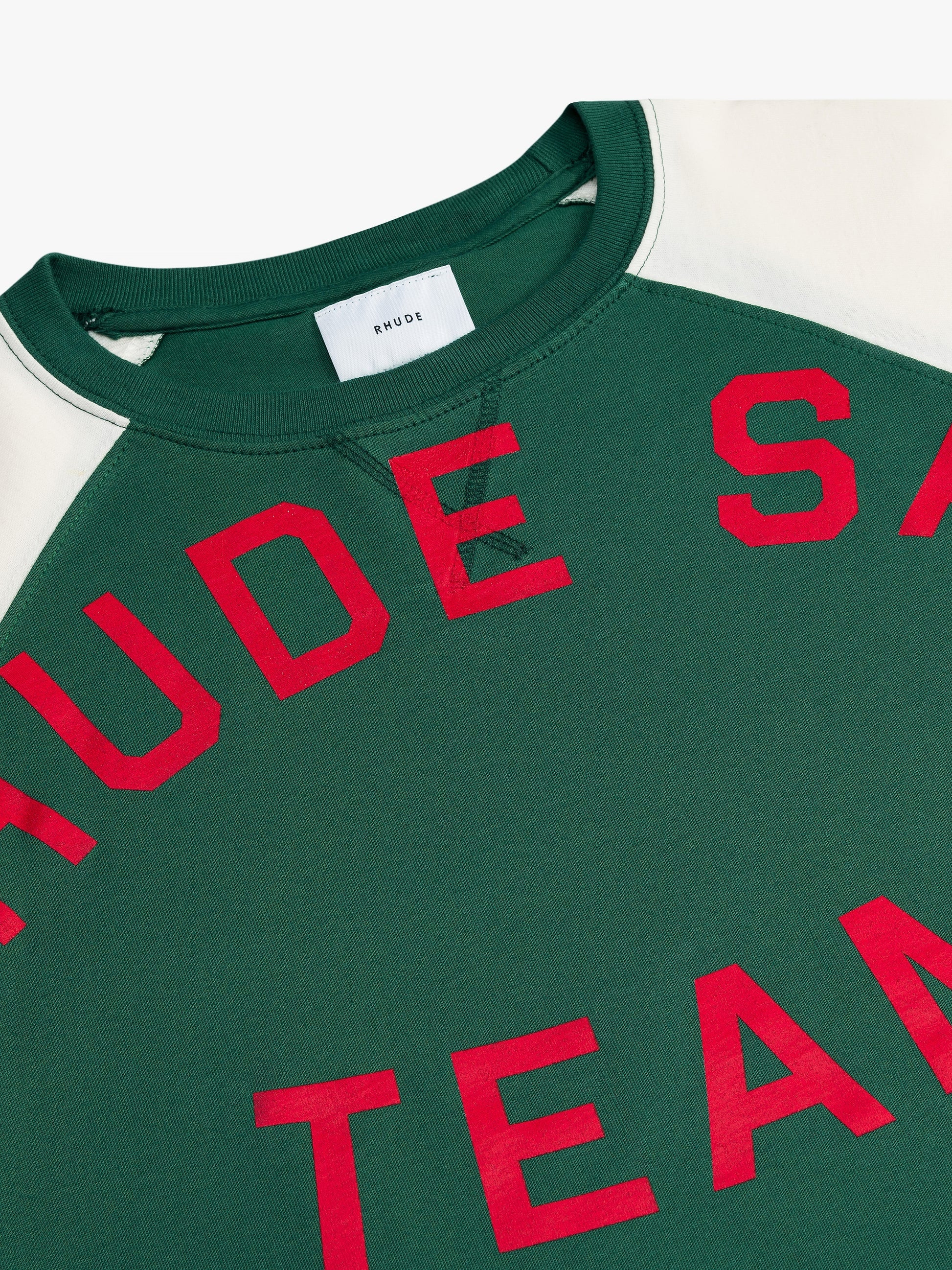 RHUDE MEN'S OIL CORP RAGLAN VTG GREEN/ VTG OFFWHITE NWT