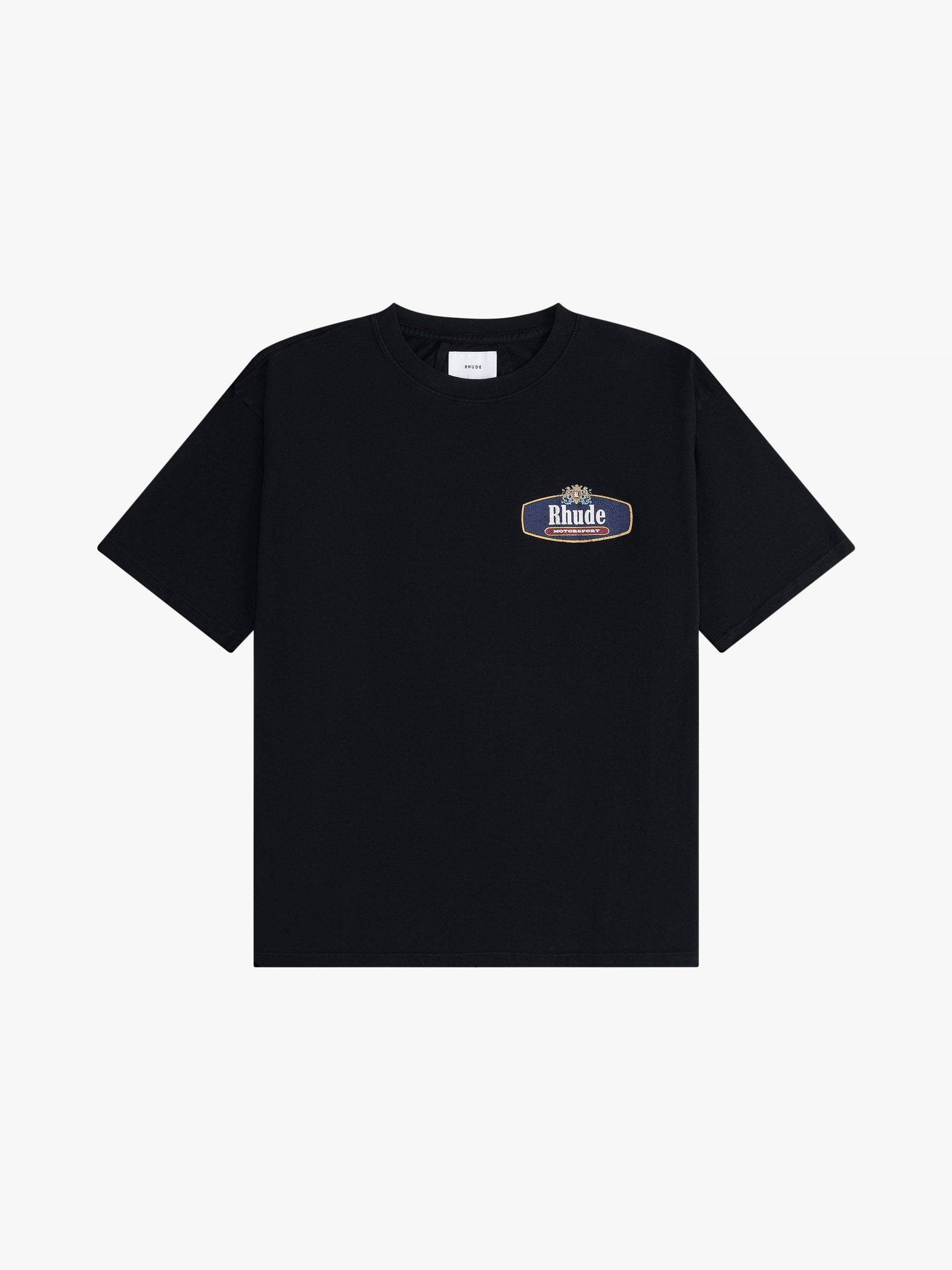 RHUDE MEN'S Racing Crest Tee VTG BLACK NWT