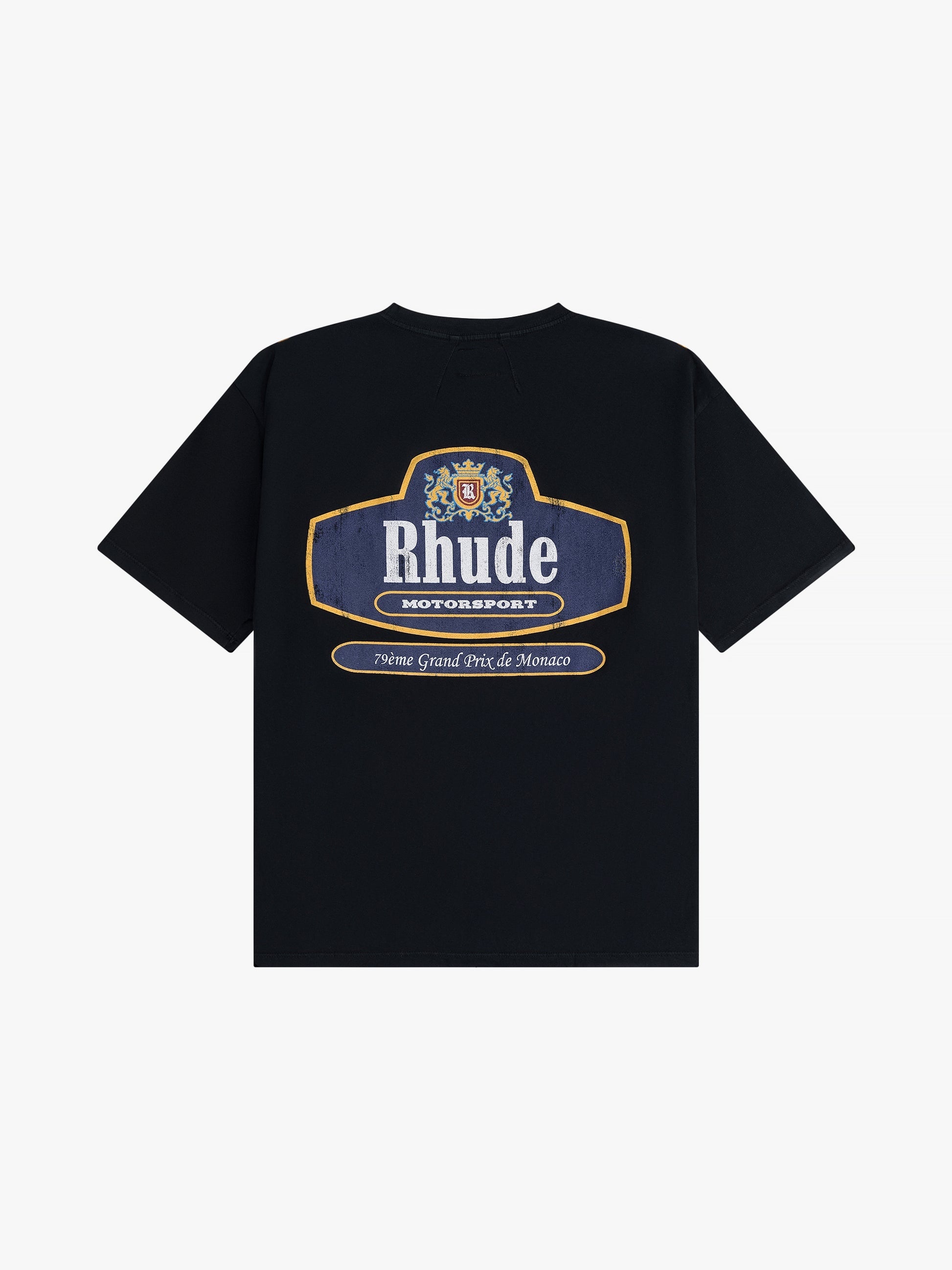 RHUDE MEN'S Racing Crest Tee VTG BLACK NWT